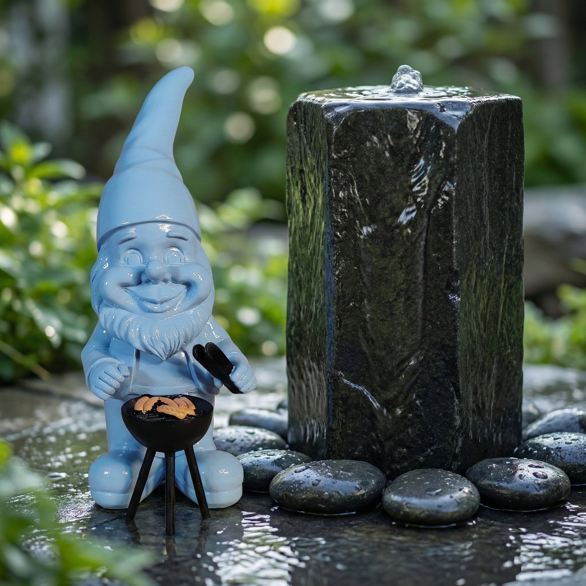 Gartenzwerg am Grill -GartenPoser- Zwerg Deko in Pastell Hochglanz 2 Größen 6 Farben (GrillPoser)