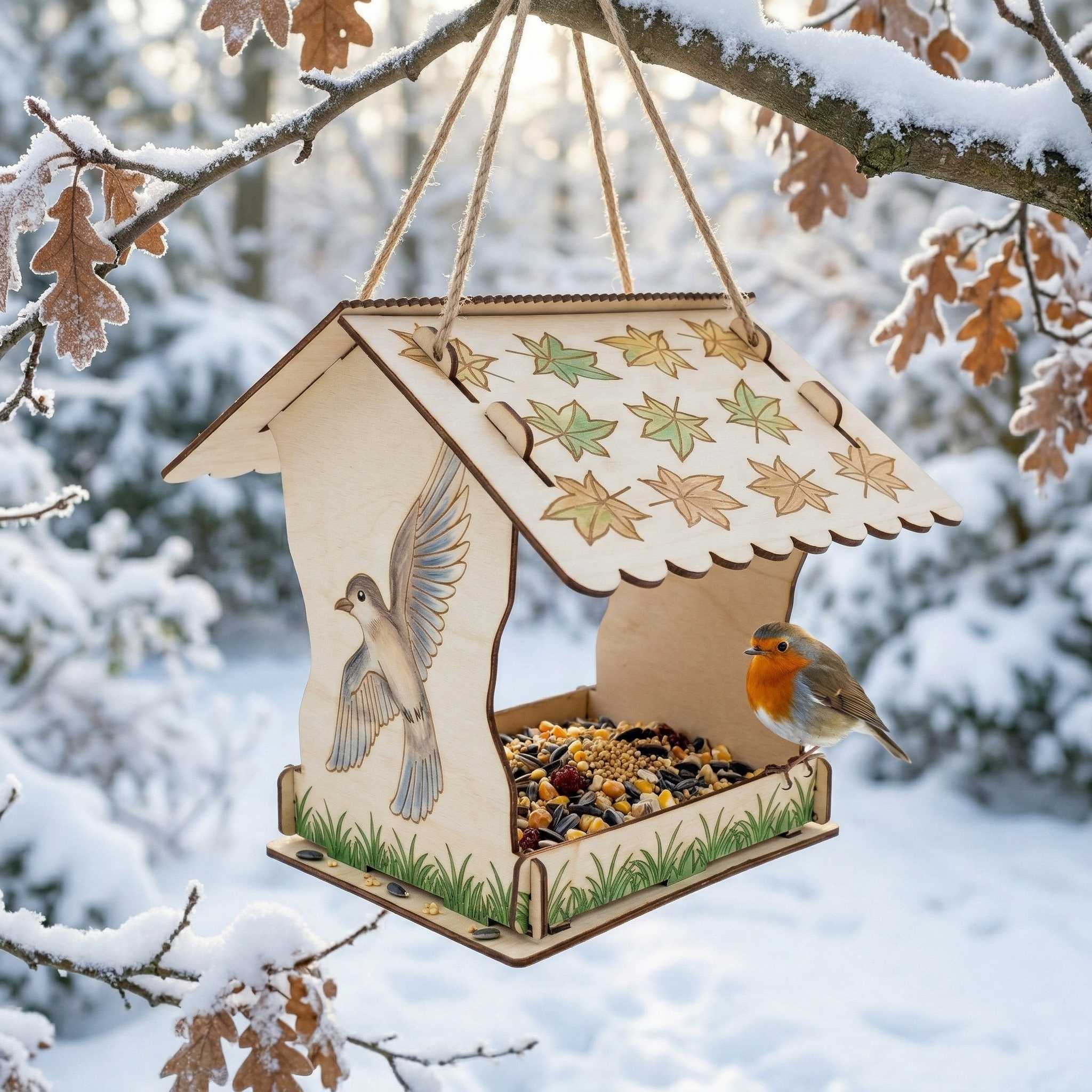 Vogelfutterhaus zum Bemalen Holz Vogelhaus Bausatz Kinder Futterhäuschen zum Hängen