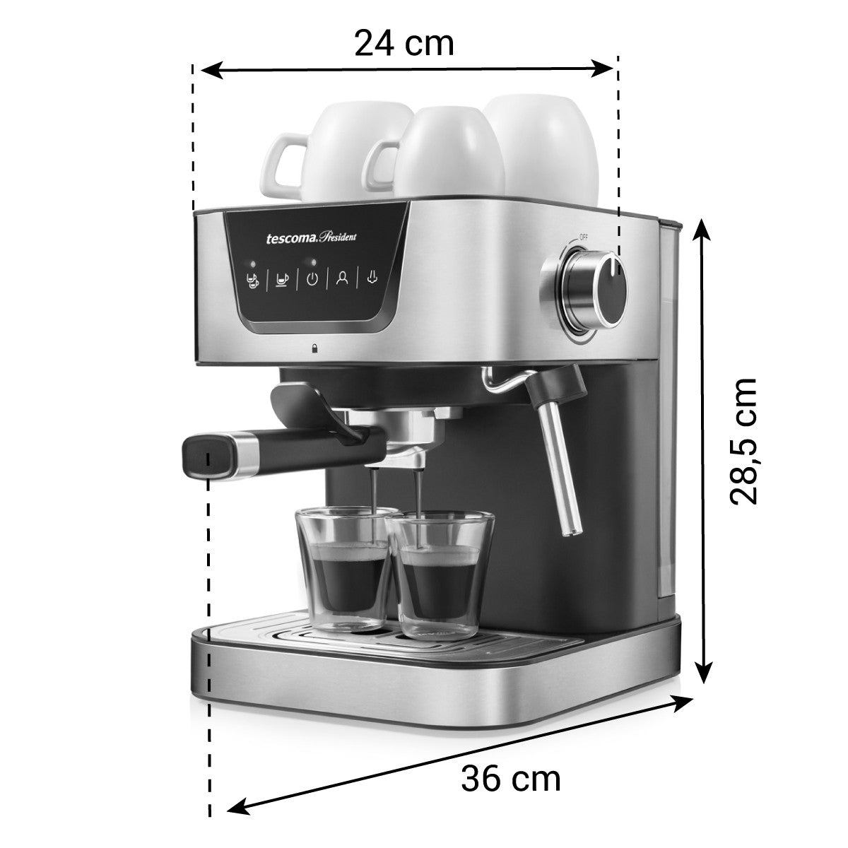 Tescoma Espressomaschine PRESIDENT – Kaffeemaschine für Espresso und Kaffee