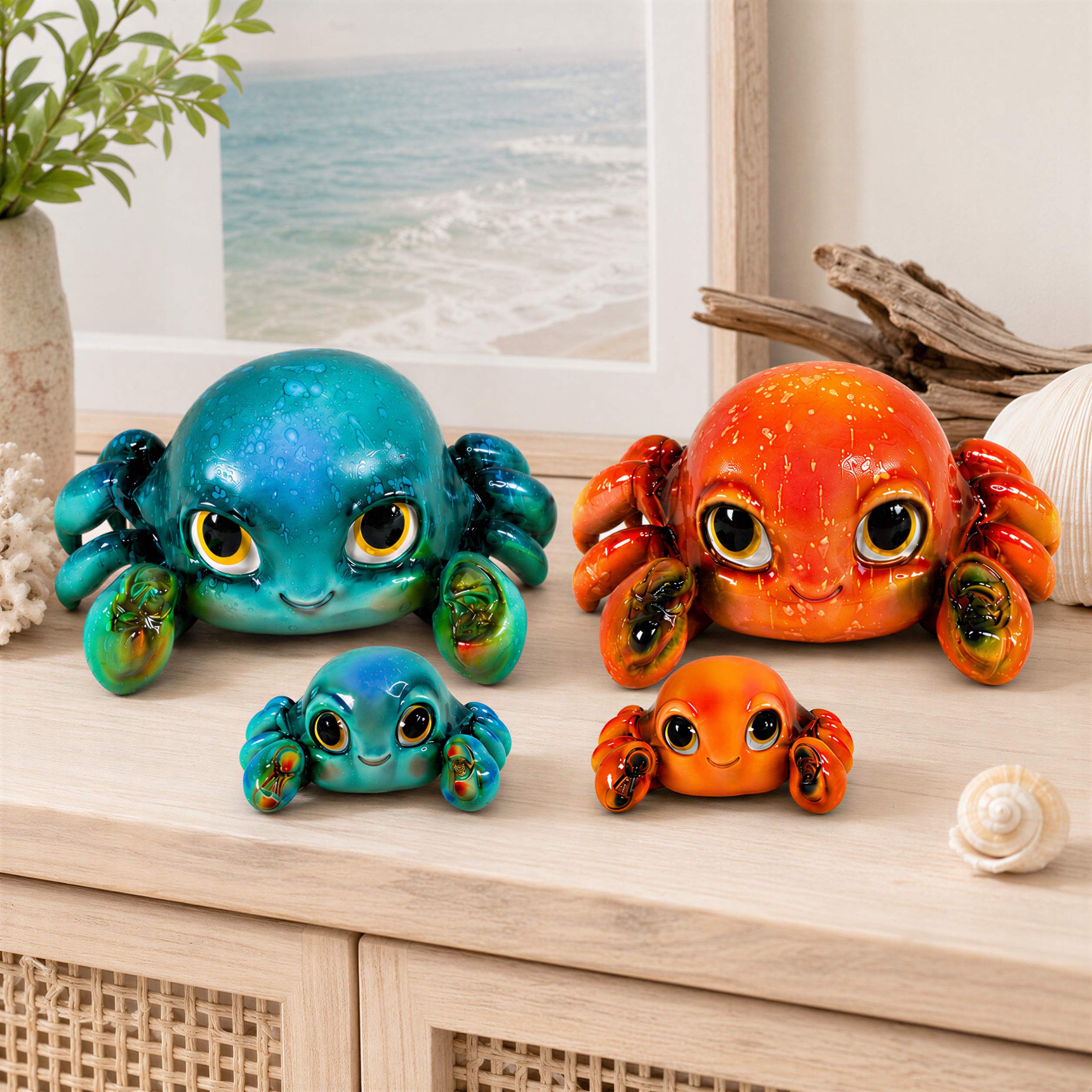 GlossiBande Krabbe Figur glänzend Deko Krabbe groß oder klein in Blau und Orange