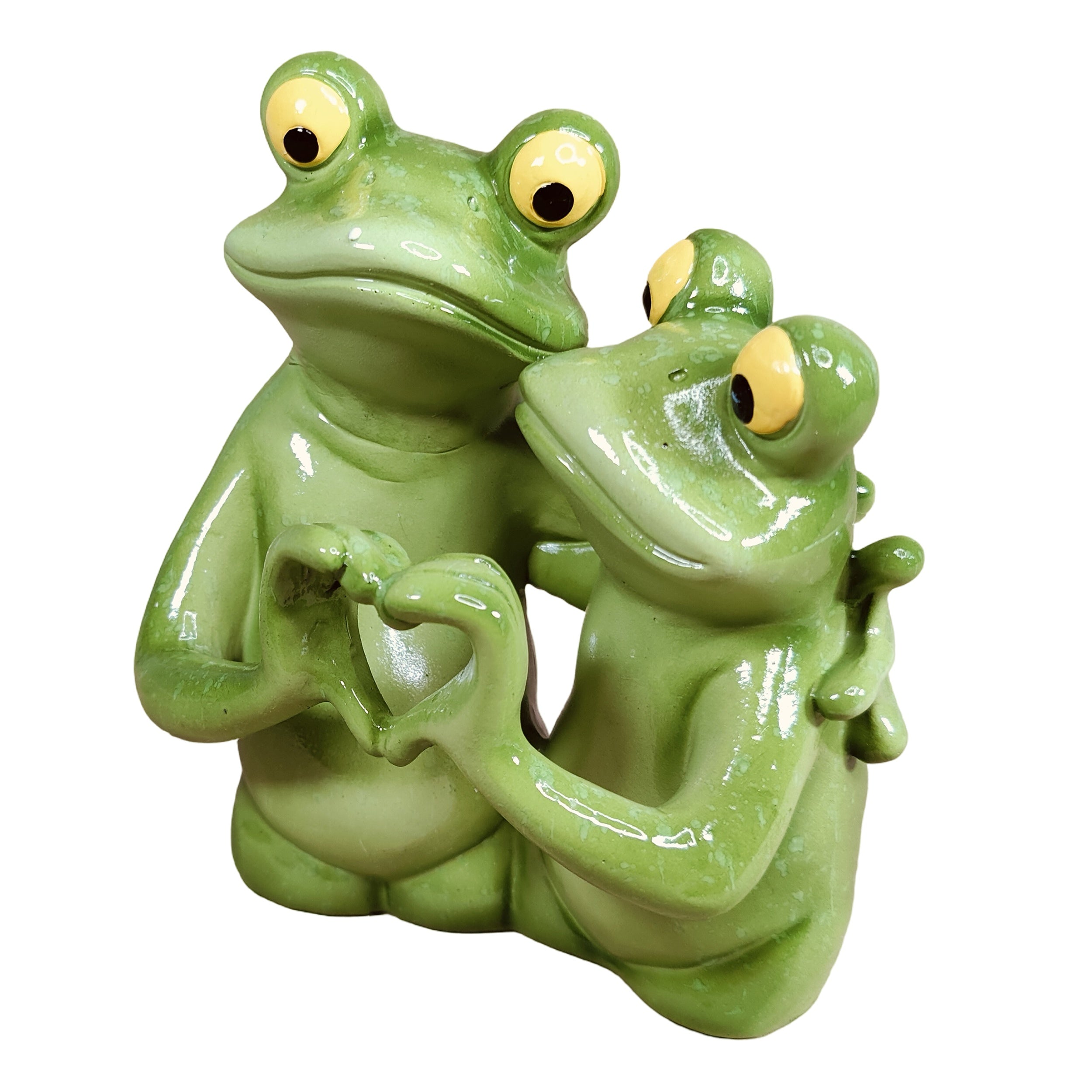 Frosch Figur mit Herzhand - Frosch Dekofigur als Deko Frosch für Garten, Balkon & Terrasse