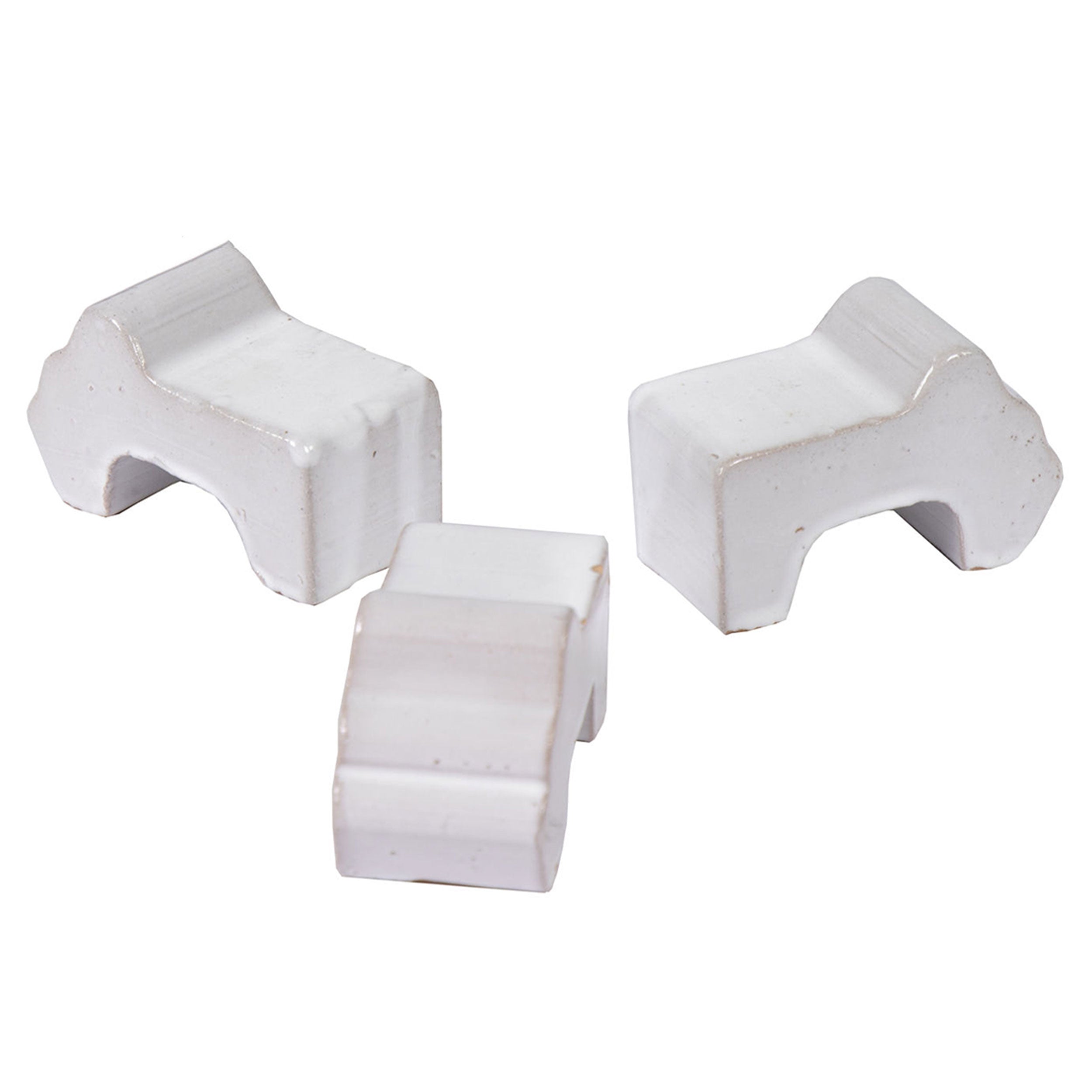 Füßchen für Blumenkübel 3er Set aus Ton | Blumentopf Füßchen glasiert weiß | Kübelfüße - Untersetzer Terracotta