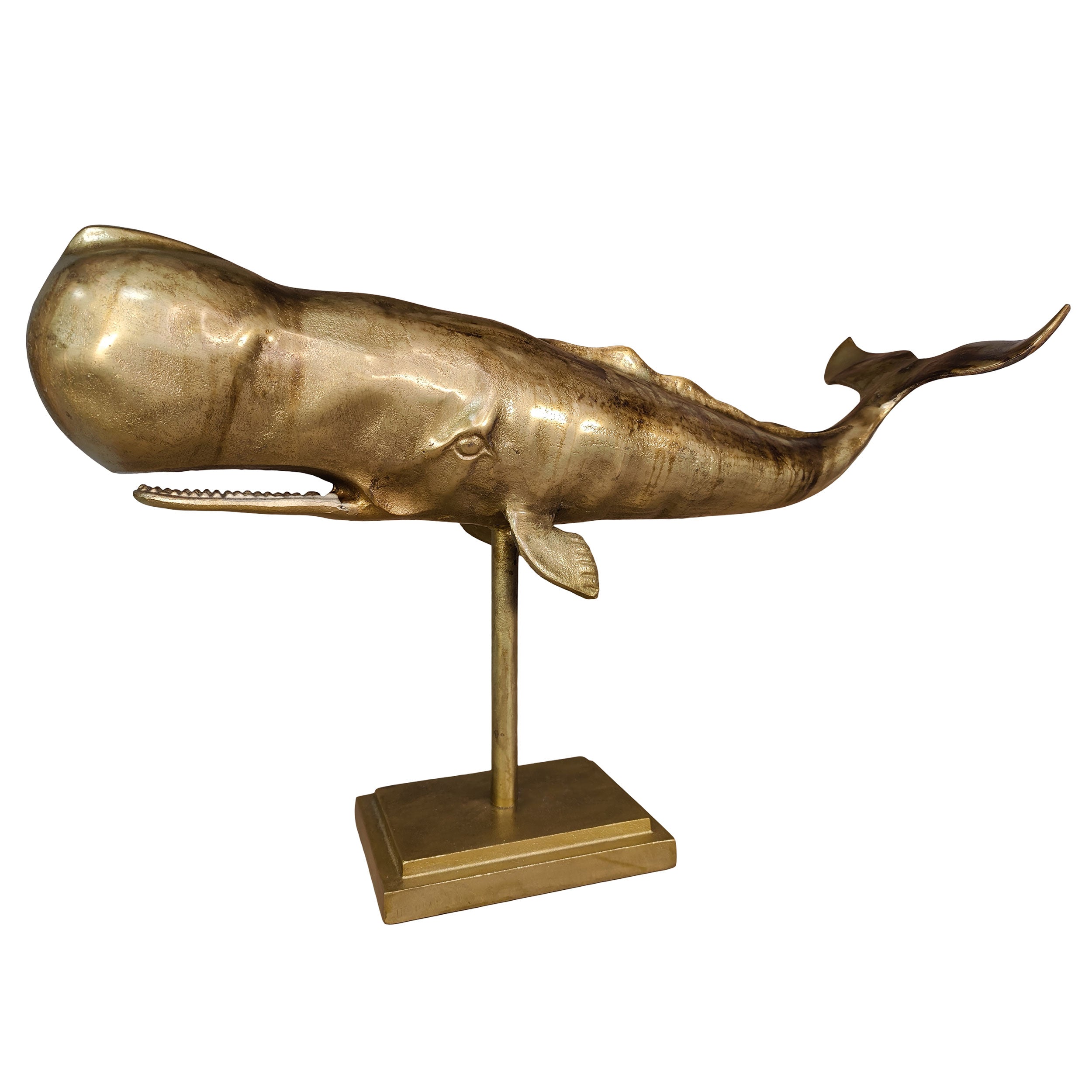 Pottwal Figur Wal Deko in Gold als hochwertige maritime Deko für Wohnzimmer & Büro