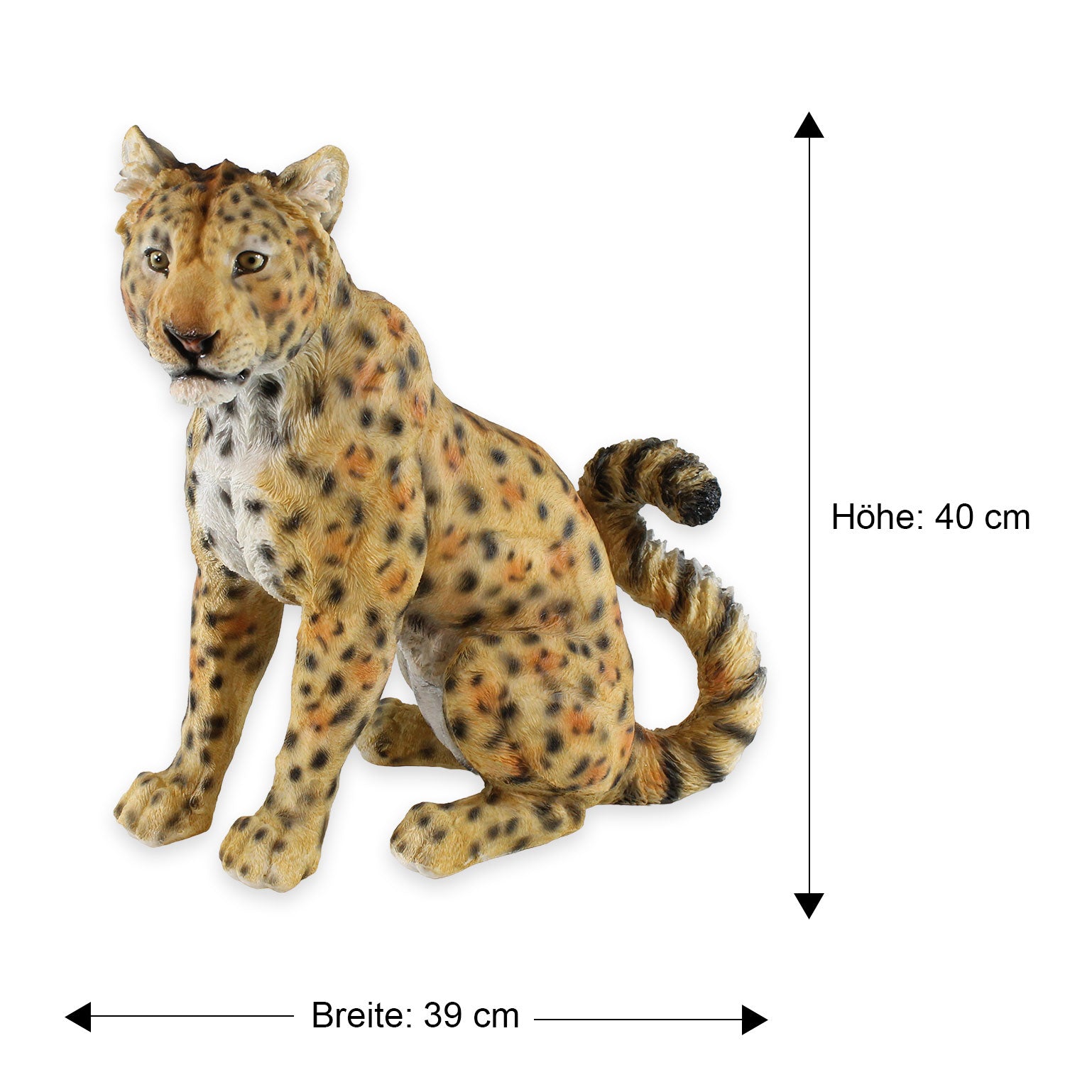 Lebensechte Panther Figur sitzend – Handbemalte Deko für Haus & Garten | 40 cm | Deko Panther