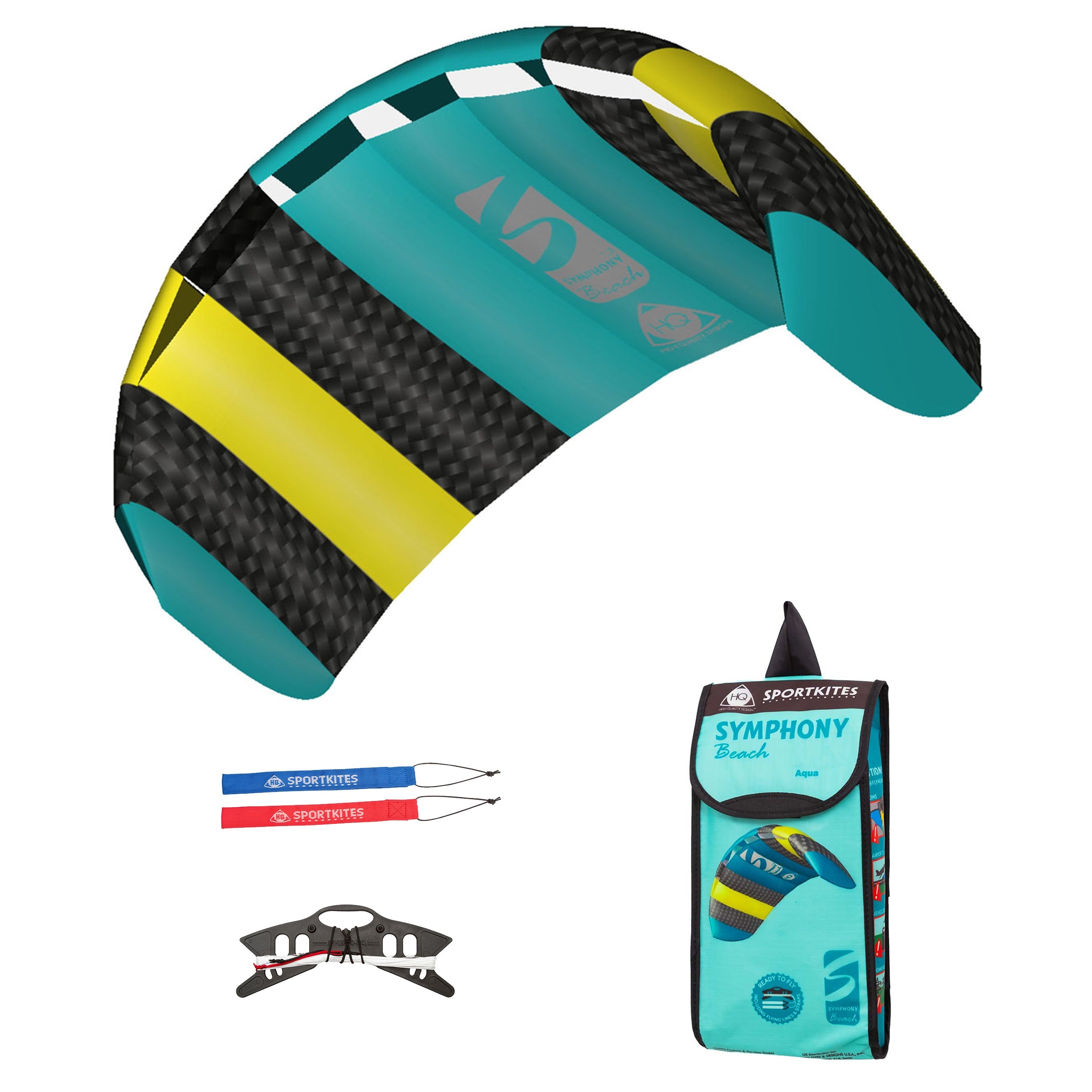 HQ Lenkmatte Symphony Beach III 1.3 Aqua R2F Allround Lenkdrachen Kite