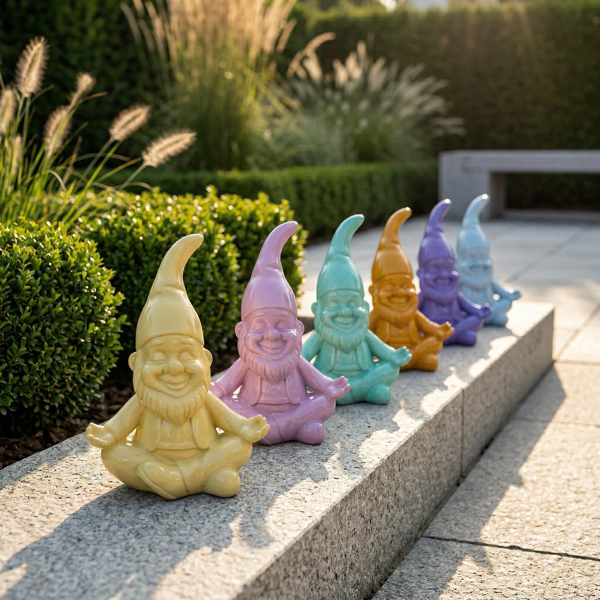 Yoga Gartenzwerg -GartenPoser- Zwerg Deko in Pastell Hochglanz 2 Größen 6 Farben (ZenPoser)