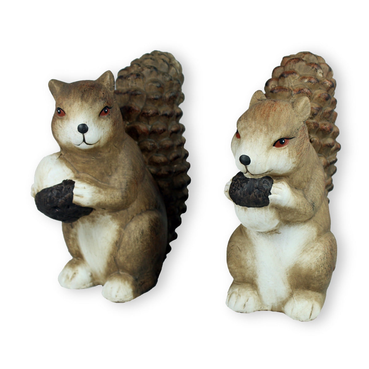 Dekofigur Eichhörnchen Paar mit Nuss Figur Tierfigur Garten Dekoration