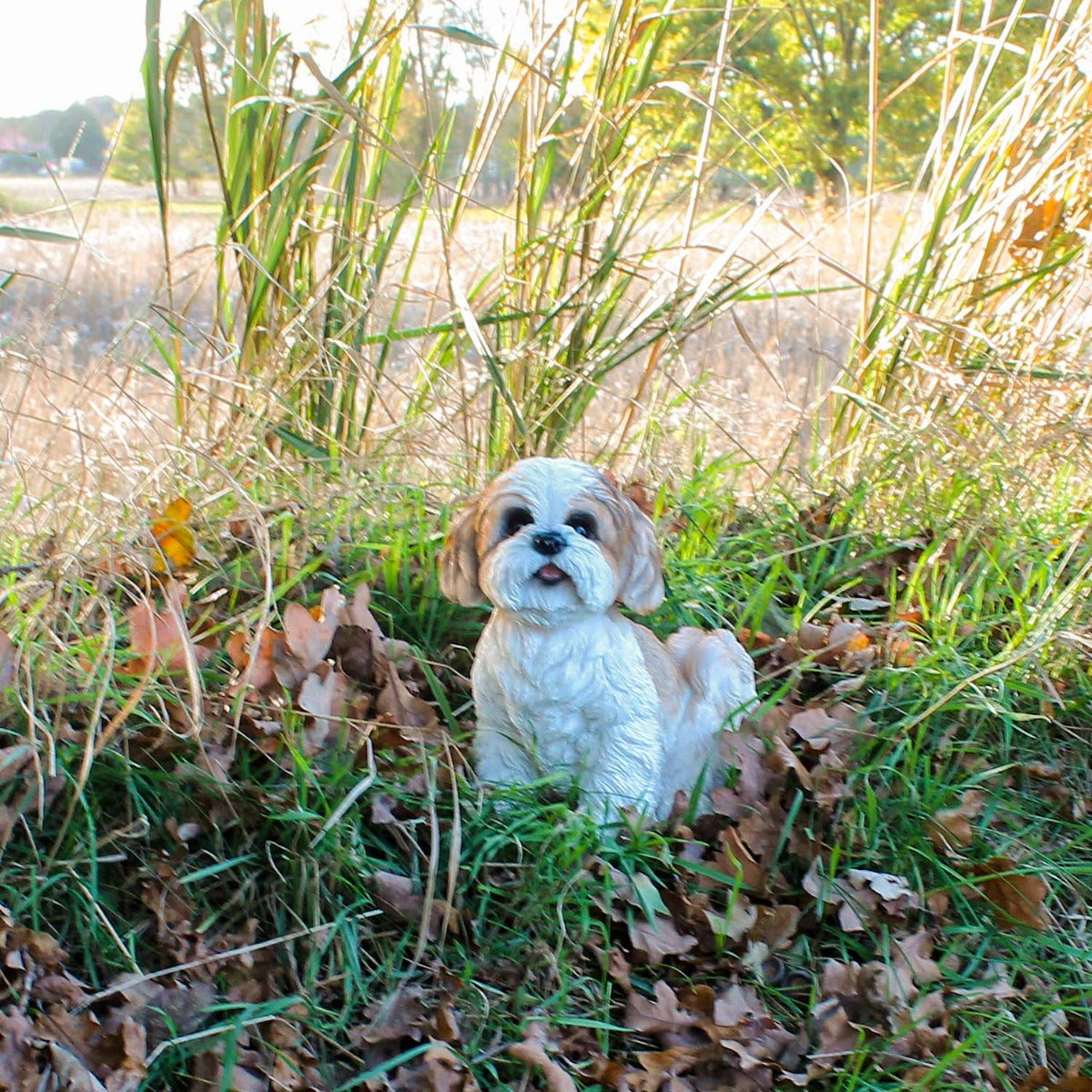 Hunde Figur Shih Tzu Welpe sitzend Hund Tierfigur Hundefigur