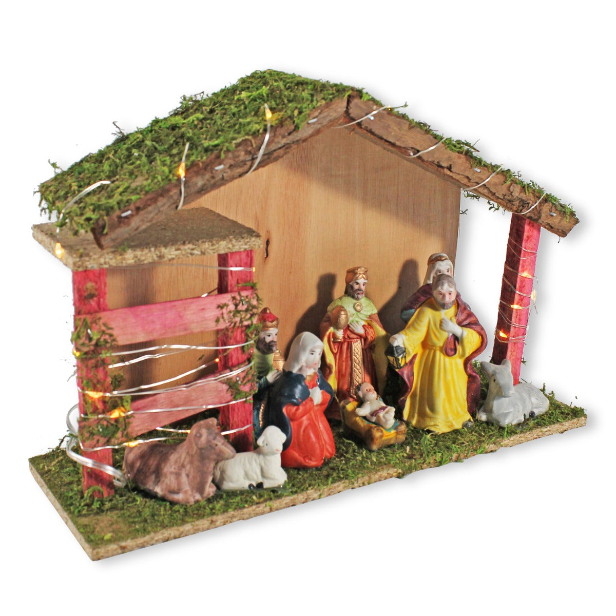 Weihnachtskrippe mit 9 Krippenfiguren Krippe Weihnachten Holz