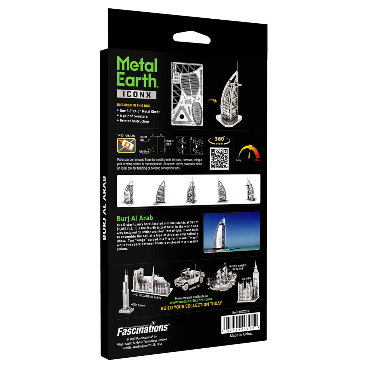 Metal Earth Metallbausätze ICX012 ICONX Burj Al Arab Turm der Araber Hotel Metall Modell