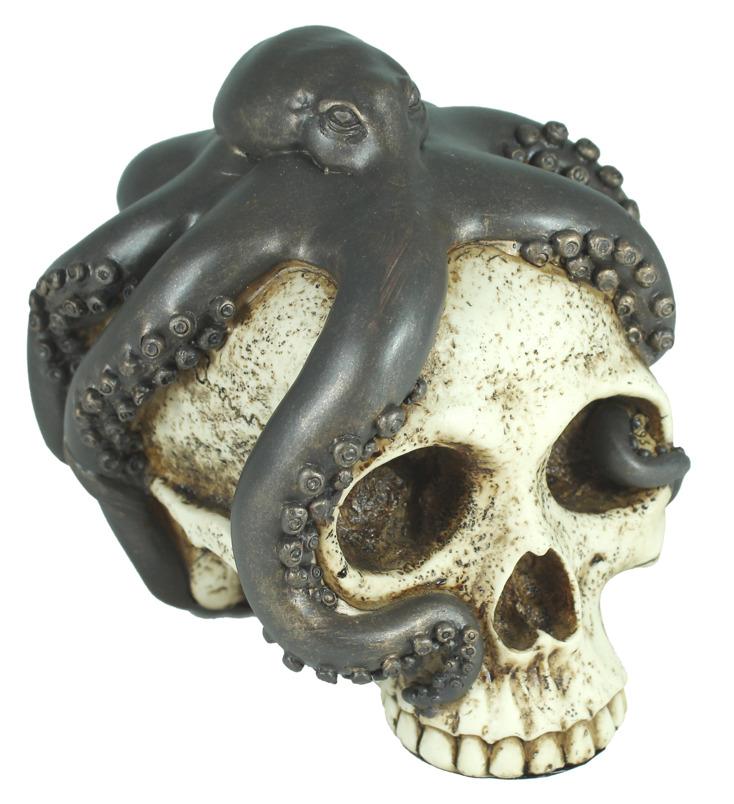 Dekofigur Totenkopf mit Tintenfisch Schädel Mystic Gothic Fantasy Wohnung Dekoration