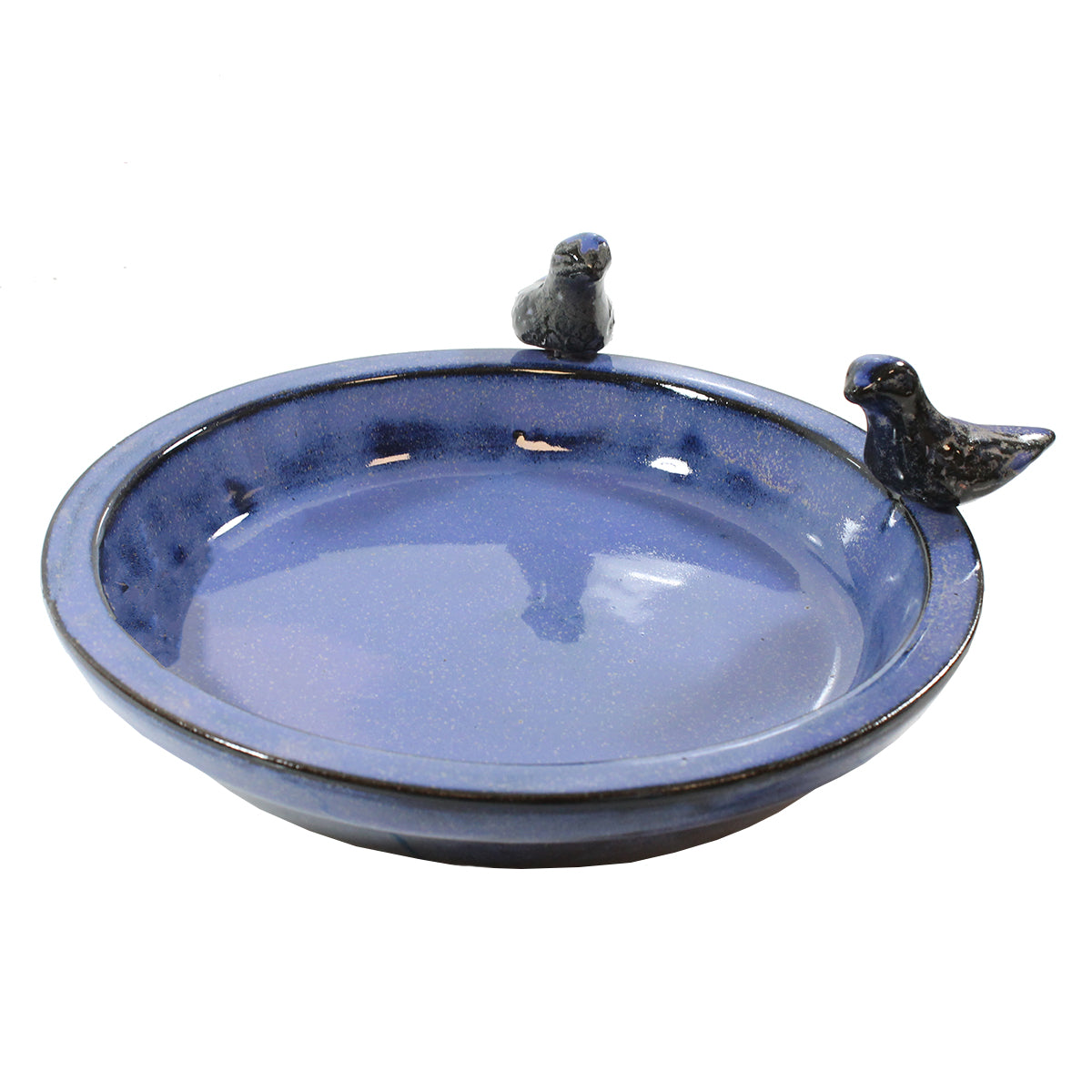 colourliving Vogeltränke für den Garten 30 cm blau Keramik Vogeltränke rund Vogelbad Garten