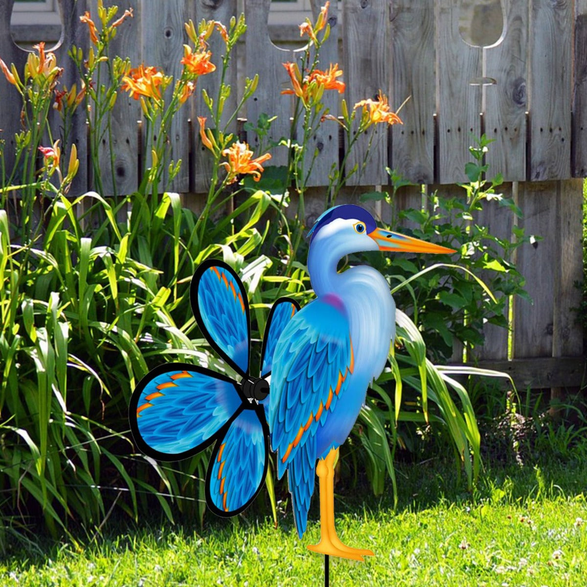 Windrad Windspiel HQ Spin Critter Blue Heron Gartendeko Propeller