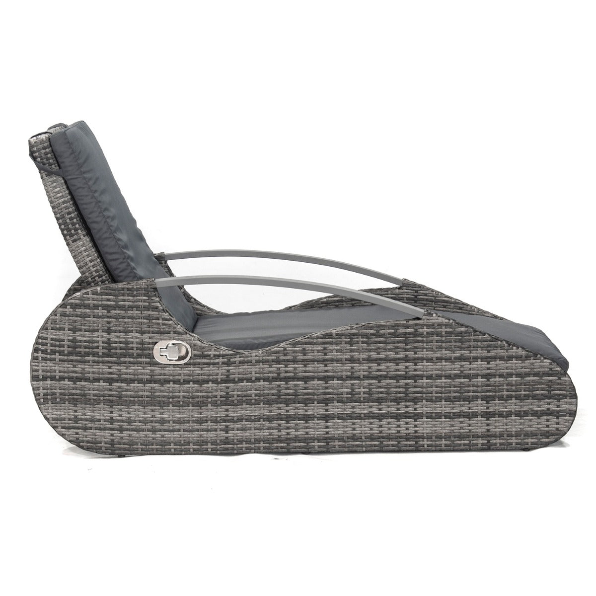 Garden Pleasure Loungeliege Alassio | Garten Lounger Polyrattan mit verstellbarer Rückenlehne & Auflage, mit Getränkeablage, Lounge Gartenliege, Lounge Sonnenliege