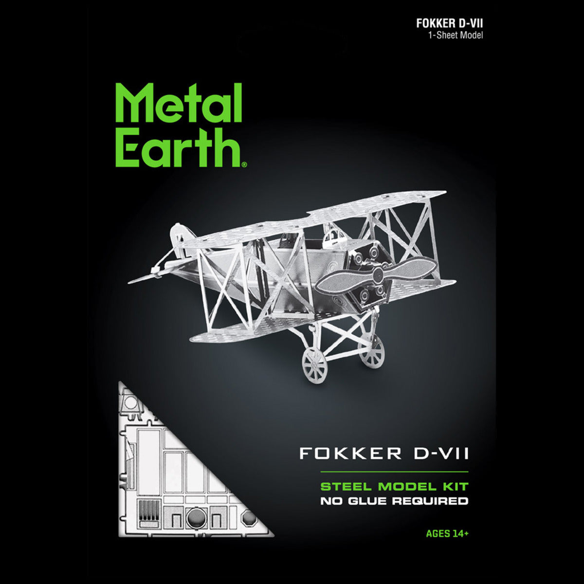 Metal Earth Metallbausätze MMS005 Fokker D-VII Doppeldecker Flugzeug Metall Modell