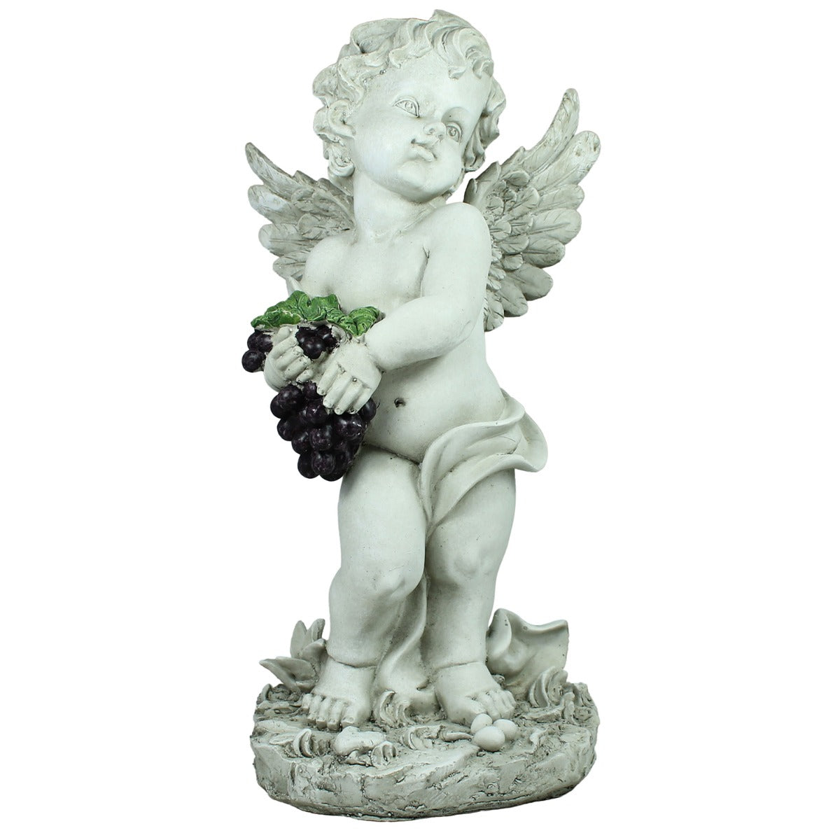 Engel Figur mit schwarzen Trauben 45 cm Gartenfigur Grab Deko Grabfigur