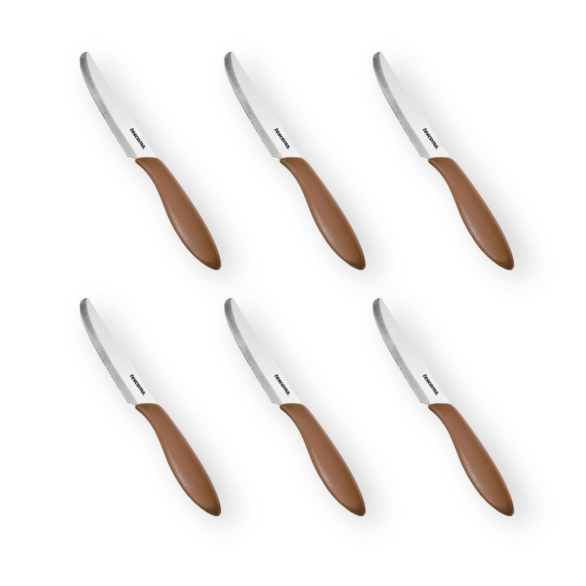 Tescoma scharfe Tafelmesser Set 6 teilig PRESTO braun Tafelmesser Wellenschliff