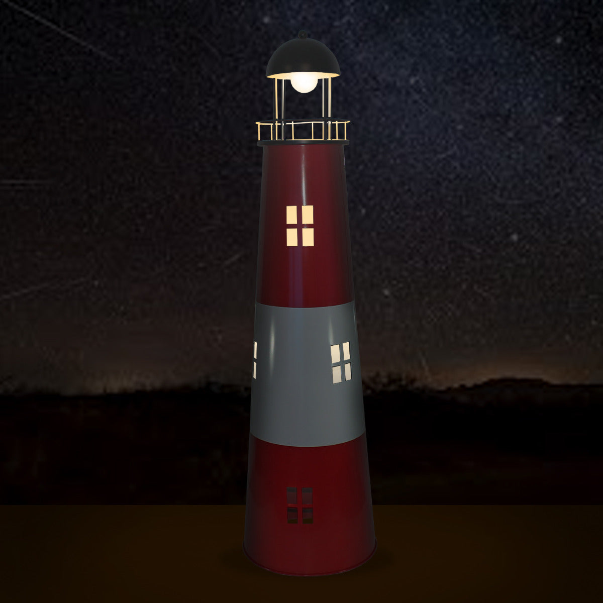 Leuchtturm Garten 120 cm mit Licht Solar Leuchtturm Metall Maritime Deko mit LED Beleuchtung Gartendeko Maritim