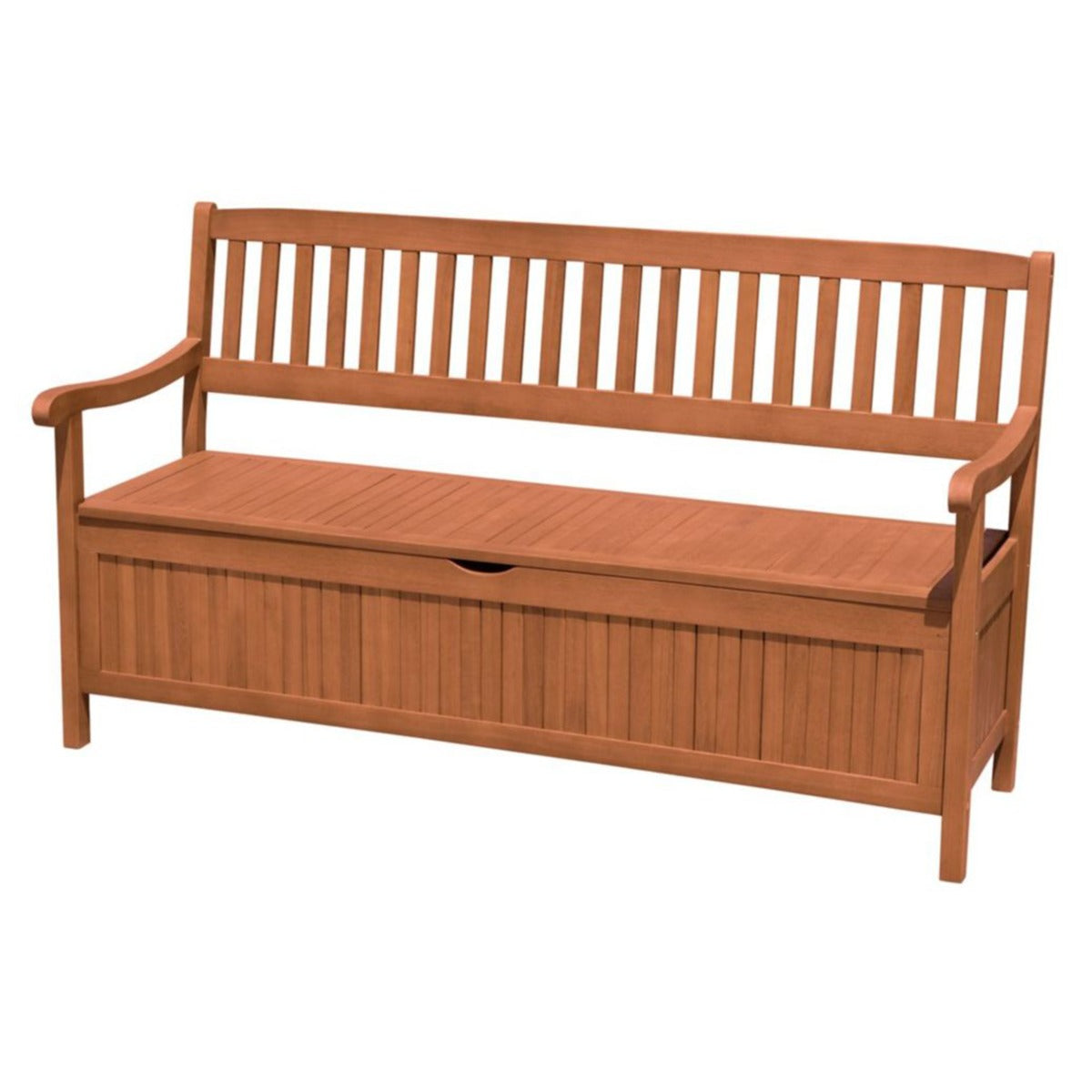 Garden Pleasure Gartenbank Houston - 3-Sitzer Gartenbank mit Stauraum Holzbank mit Lehne FSC 100% Eukalyptusholz, geölt, Sitzbank outdoor
