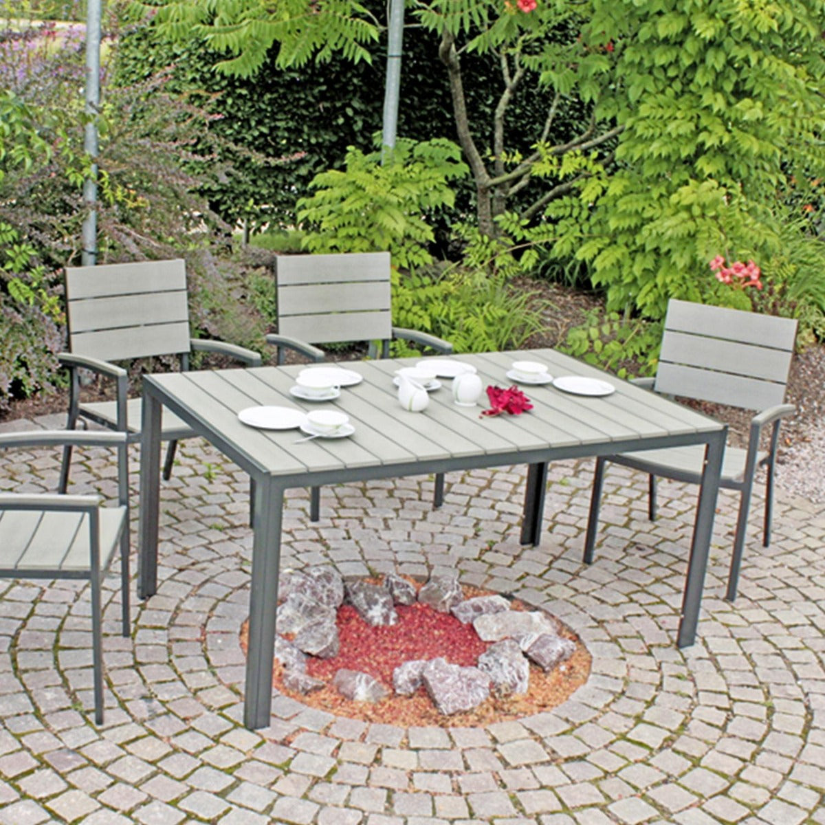 Garden Pleasure Gartentisch Olivia, wetterfester Aluminium-Terrassentisch, Alu-Gartentisch, 150x90x72 cm, Eisengrau, Leicht & Robust, Gartentisch Metall