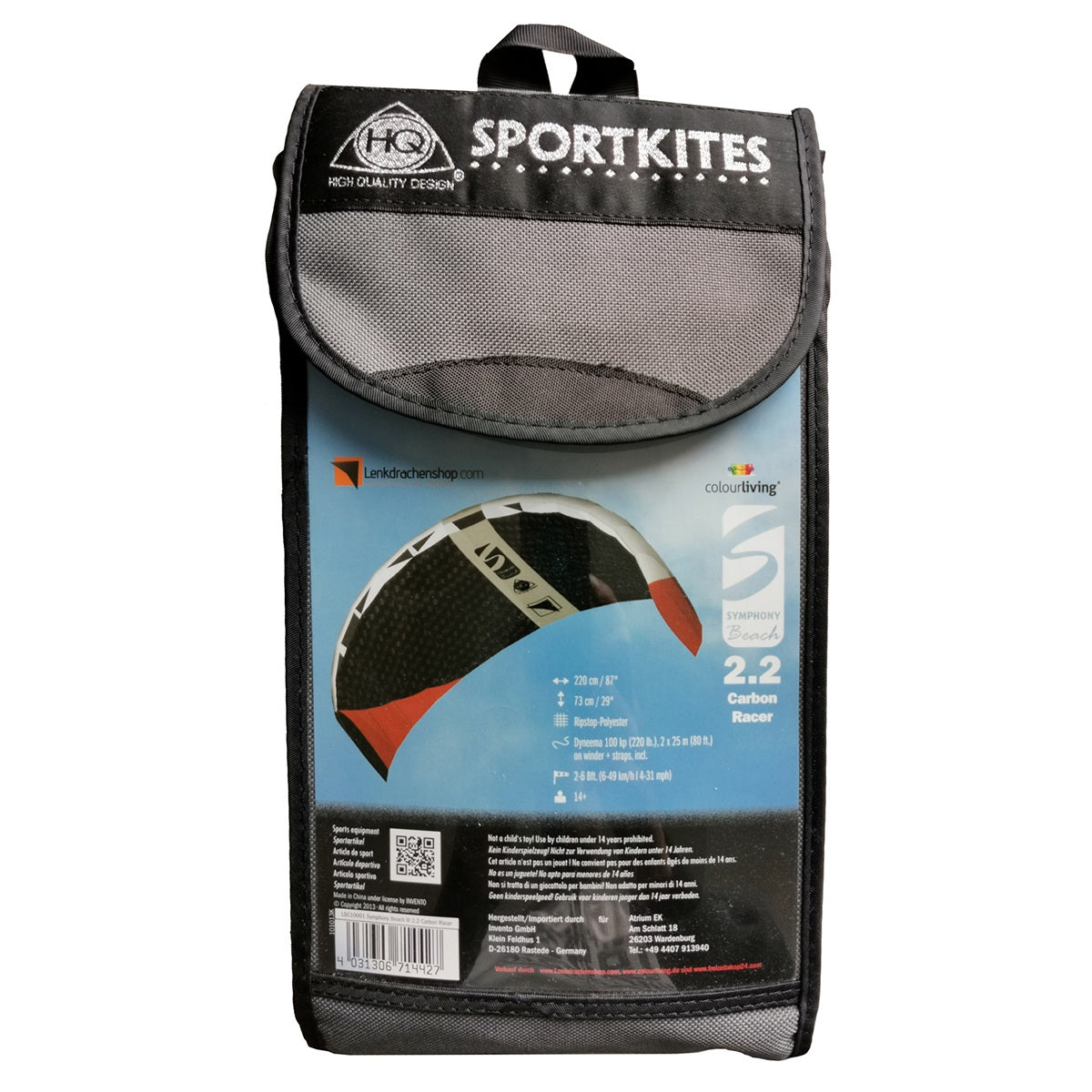 Lenkmatte HQ Symphony Beach III 2.2 Carbon Racer Ready to Fly Lenkmatte 2 Leiner Kite Matte