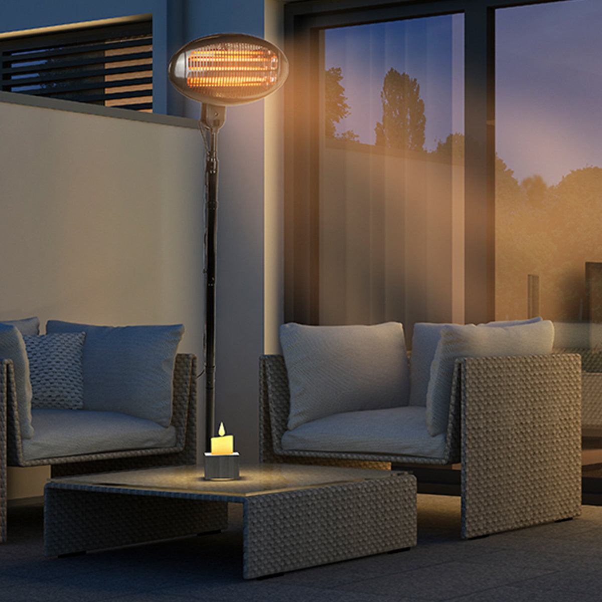 Elektrischer Heizstrahler Standgerät Infrarot Heizstrahler outdoor Terrassenheizstrahler