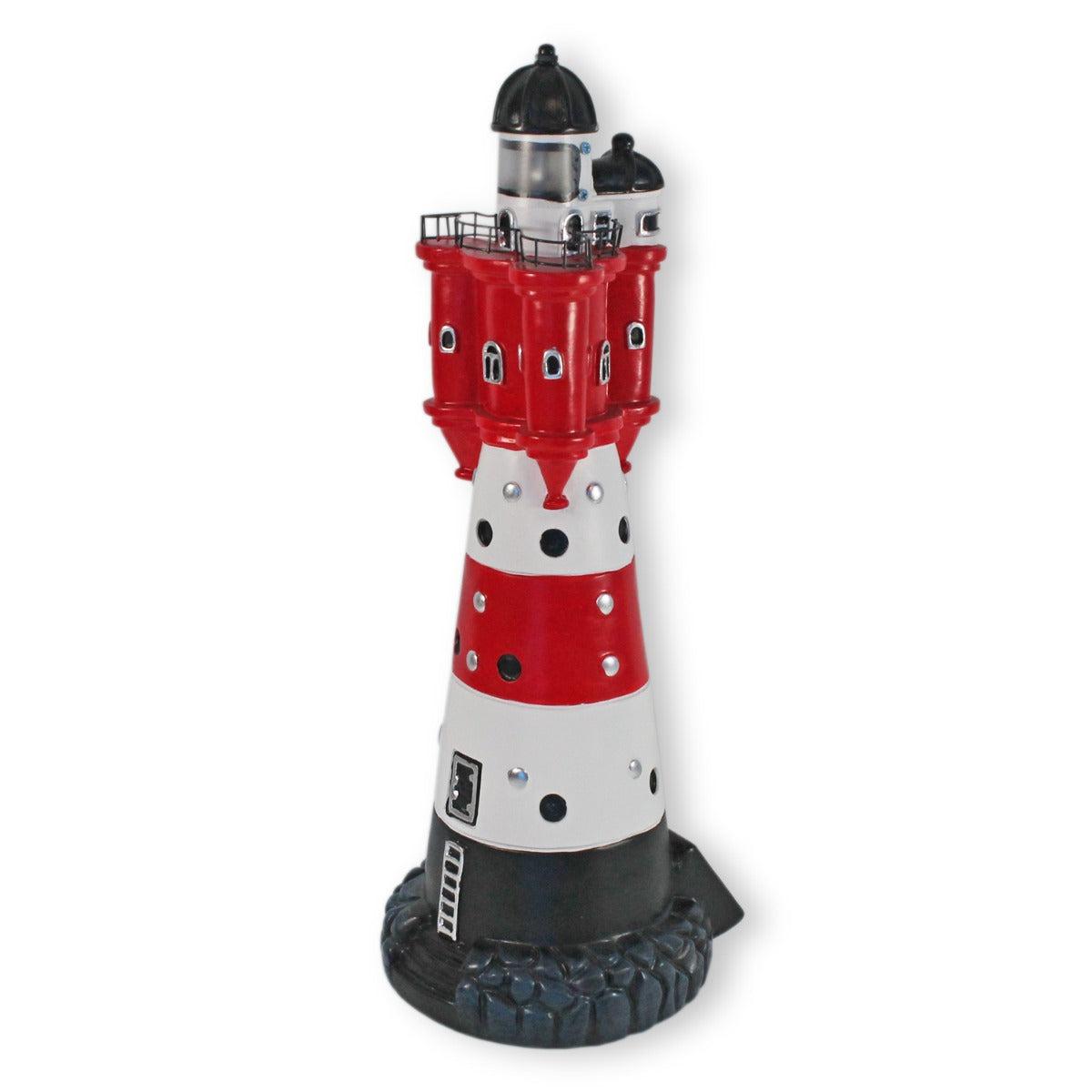 Solar Leuchtturm Roter Sand 50 cm Deko Leuchtturm mit Licht Maritime Deko Leuchtturm Solar