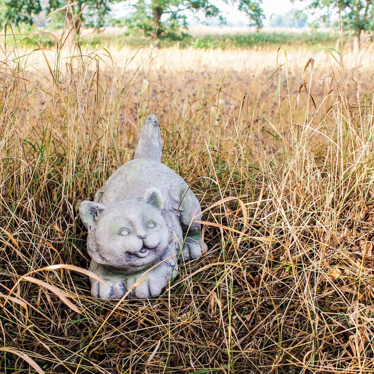 Katzenfigur in Betonoptik Deko Katze Gartenfigur Katzenfigur für draußen