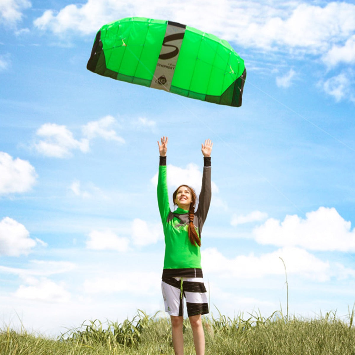 HQ Lenkmatte Symphony Pro 1.8 Neon Green Allround Lenkdrachen Kite Matte