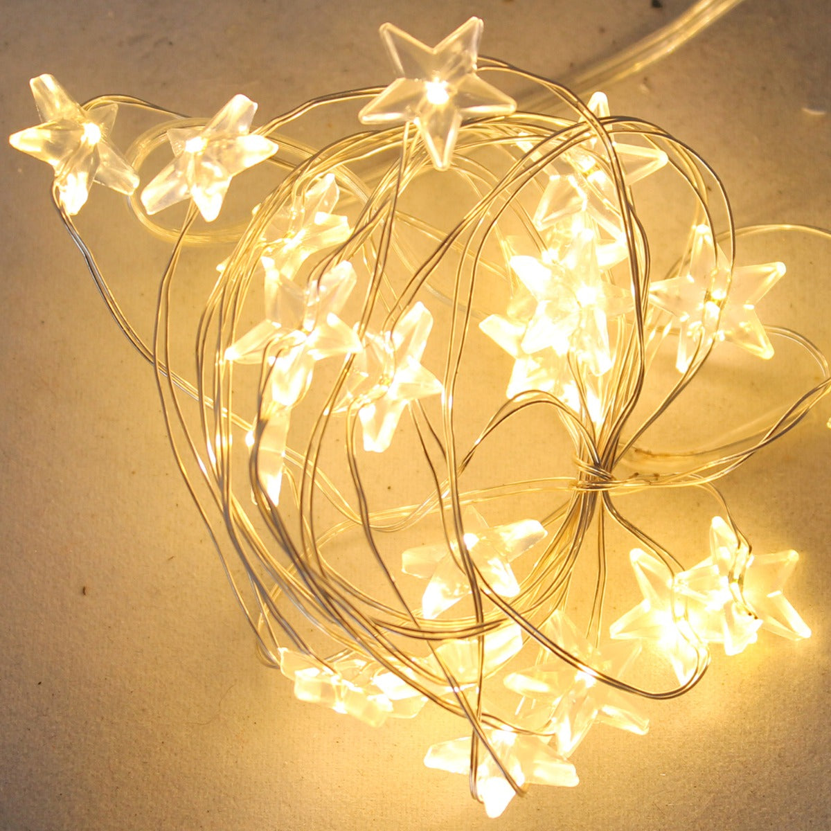 LED Lichterkette MICRO STERN 4er Set à 20 Leuchten warmweiß Batteriebetrieb Weihnachtsbeleuchtung für Innenraum