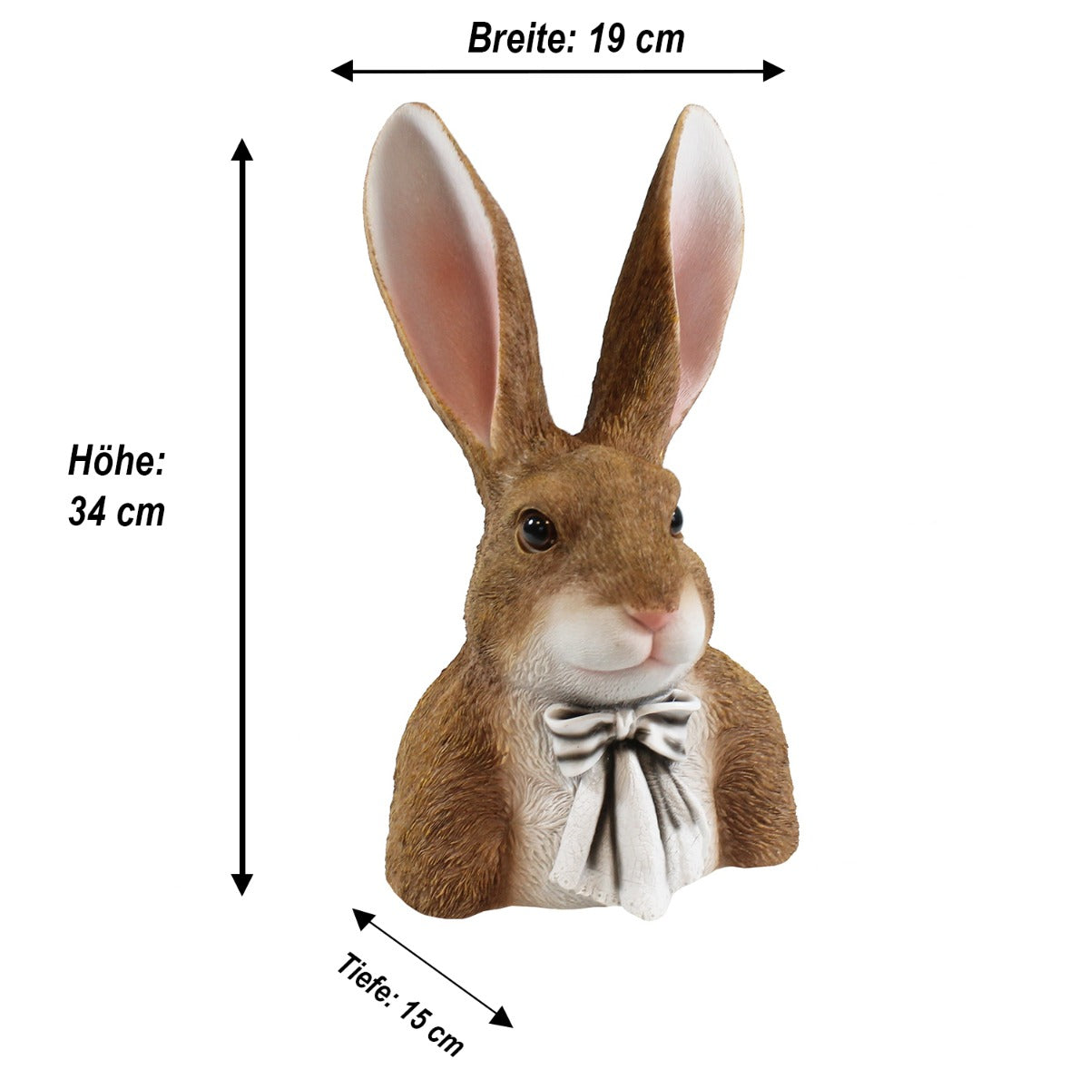 Osterhasen Büste Hasen Figur Hase "Theo seriös" große Osterhasen Deko