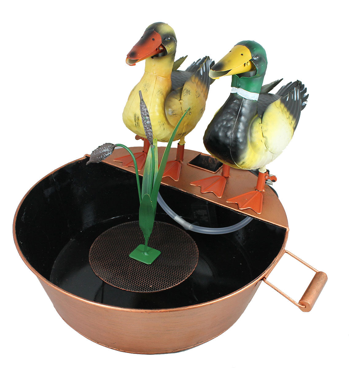 Gartenbrunnen Metall Deko Brunnen Garten Wasserspeier Figuren Enten Zimmerbrunnen Innenbrunnen