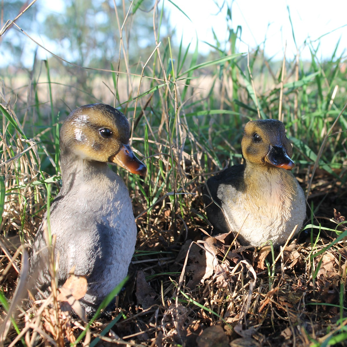 Enten Figur 3er Set sitzend Deko Enten Garten Bauernhof Tierfigur Gartenfigur Entchen