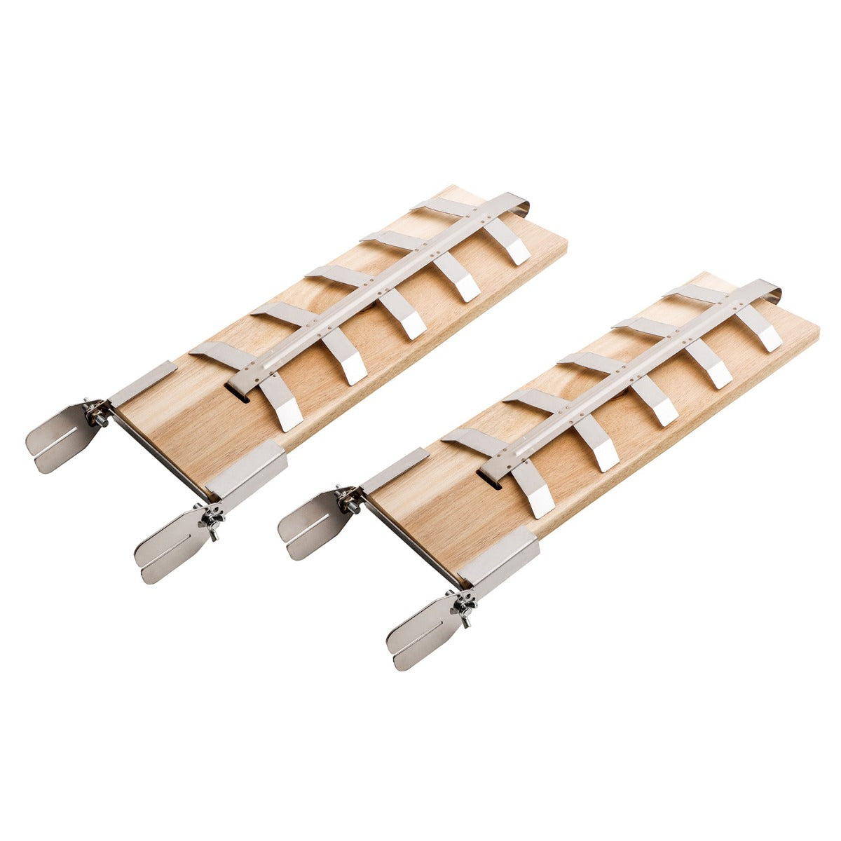 Flammlachsbretter aus Holz 2er Set mit Edelstahl Halterungen