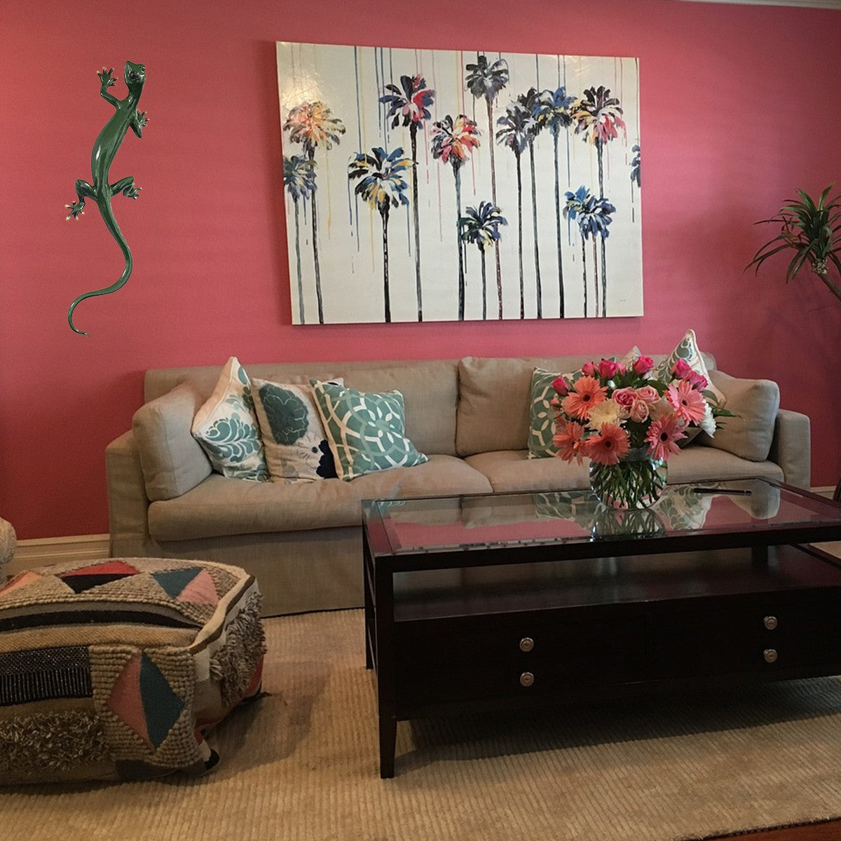 Deko Salamander XL Figur grüne Echse Wandfigur Salamander Reptil Figur