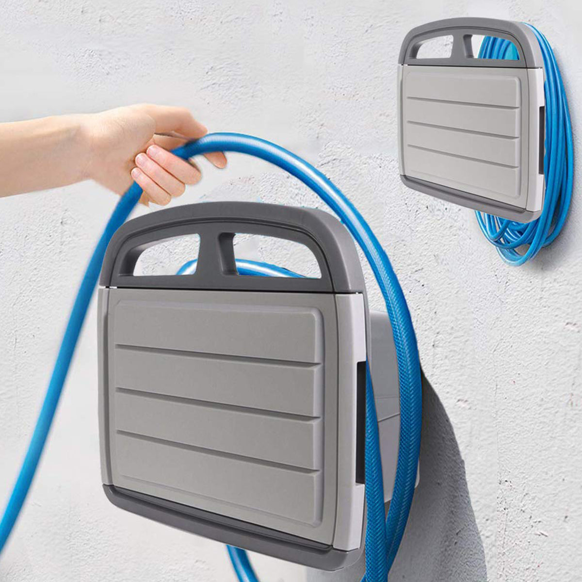 Wandschlauchhalter Kunststoff mit Staufach Gartenschlauch Halterung Schlauchhalter