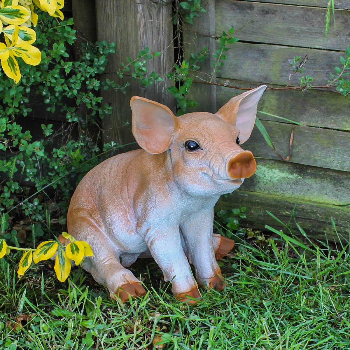 Schwein Figur sitzend Deko Schwein Garten Bauernhof Tierfigur Gartenfigur Schweinchen