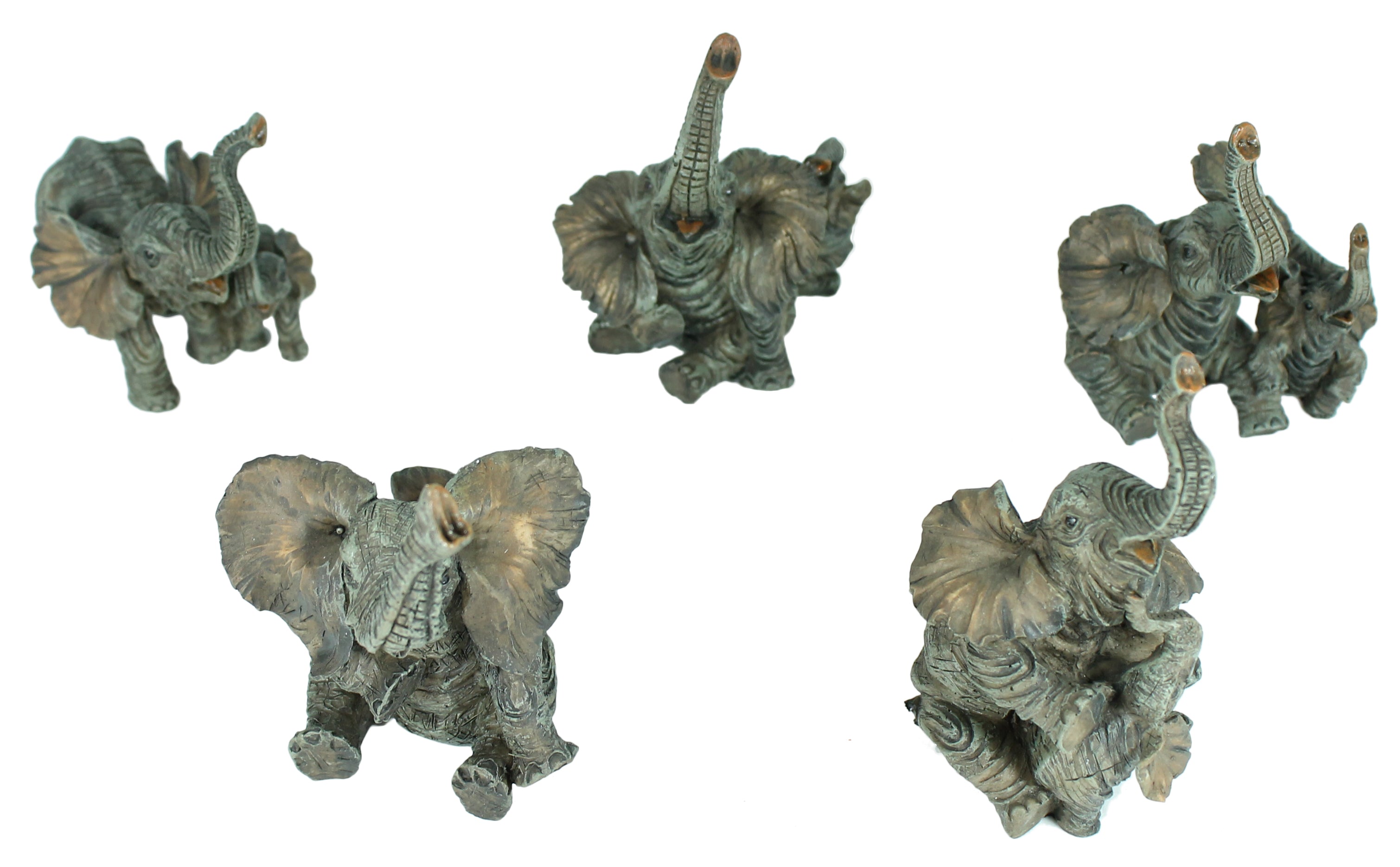 Dekofigur 5er Set Elefant Elefantenfamilie Glücks-Elefant Garten Dekoration