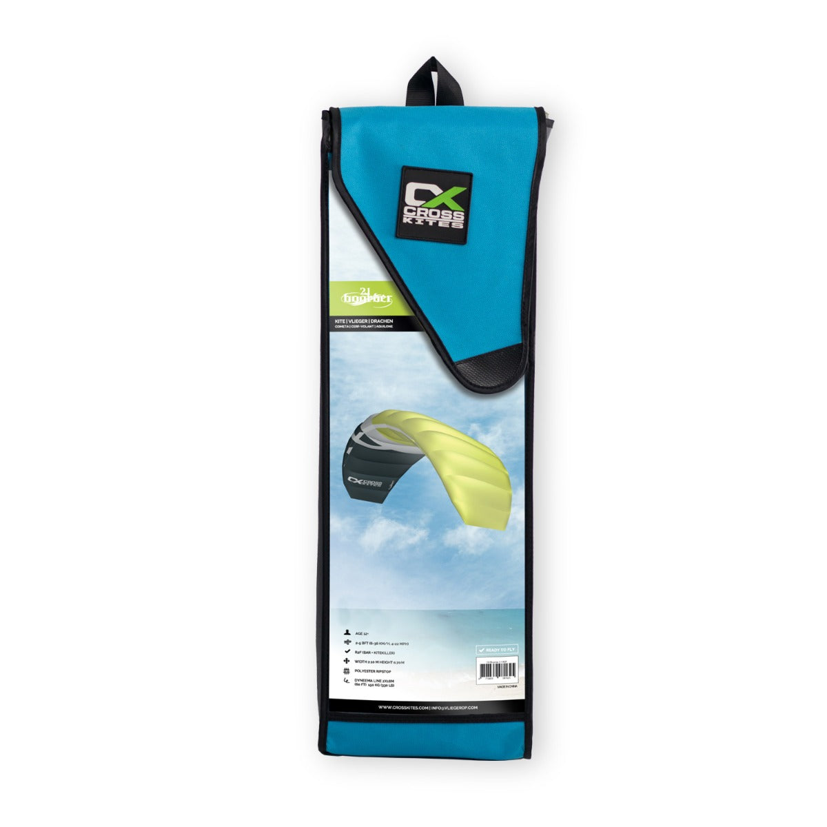 CrossKites Lenkmatte Boarder Fluor-Green 1.8 R2F Trainerkite Lenkdrachen mit Bar
