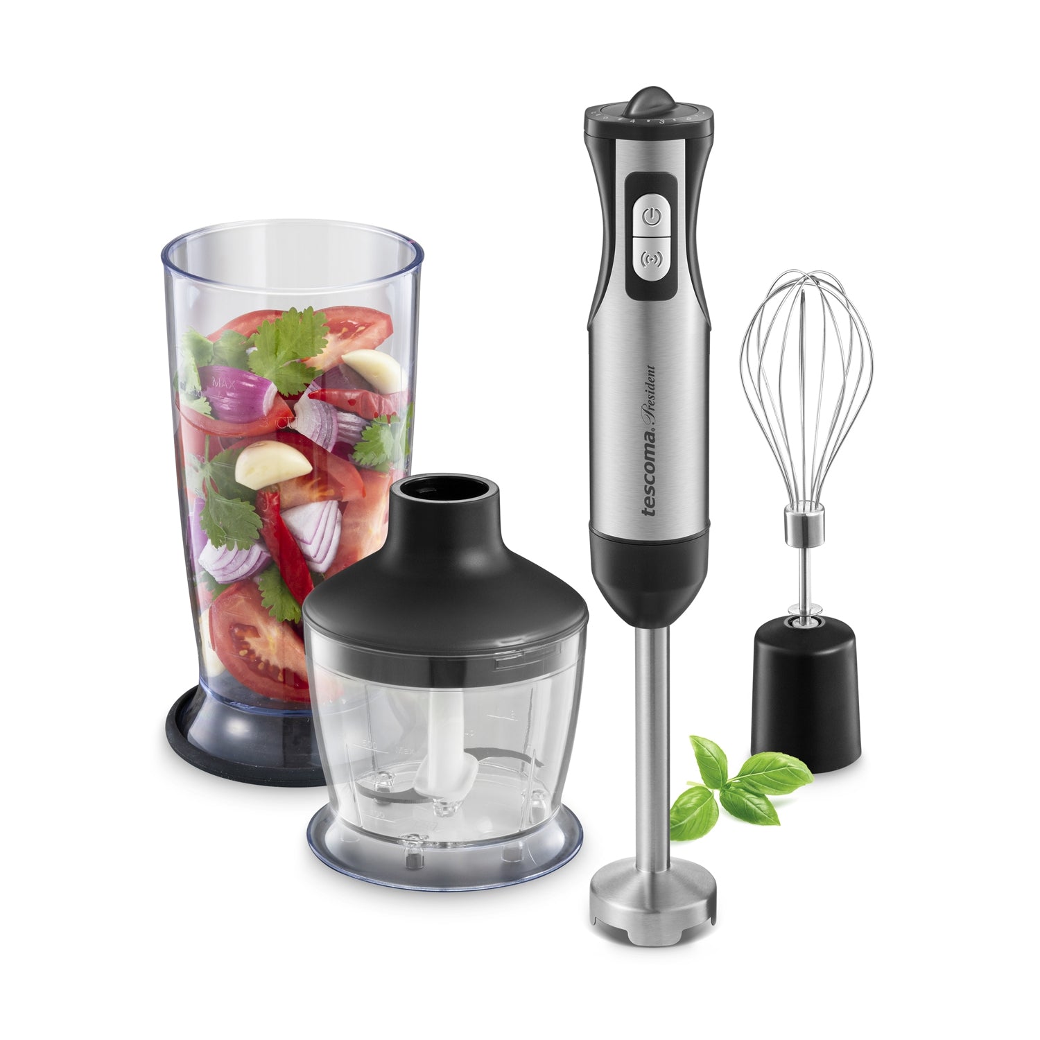 Stabmixer Edelstahl Pürierstab 800 Watt mit Zubehör Stabmixer Set Tescoma President