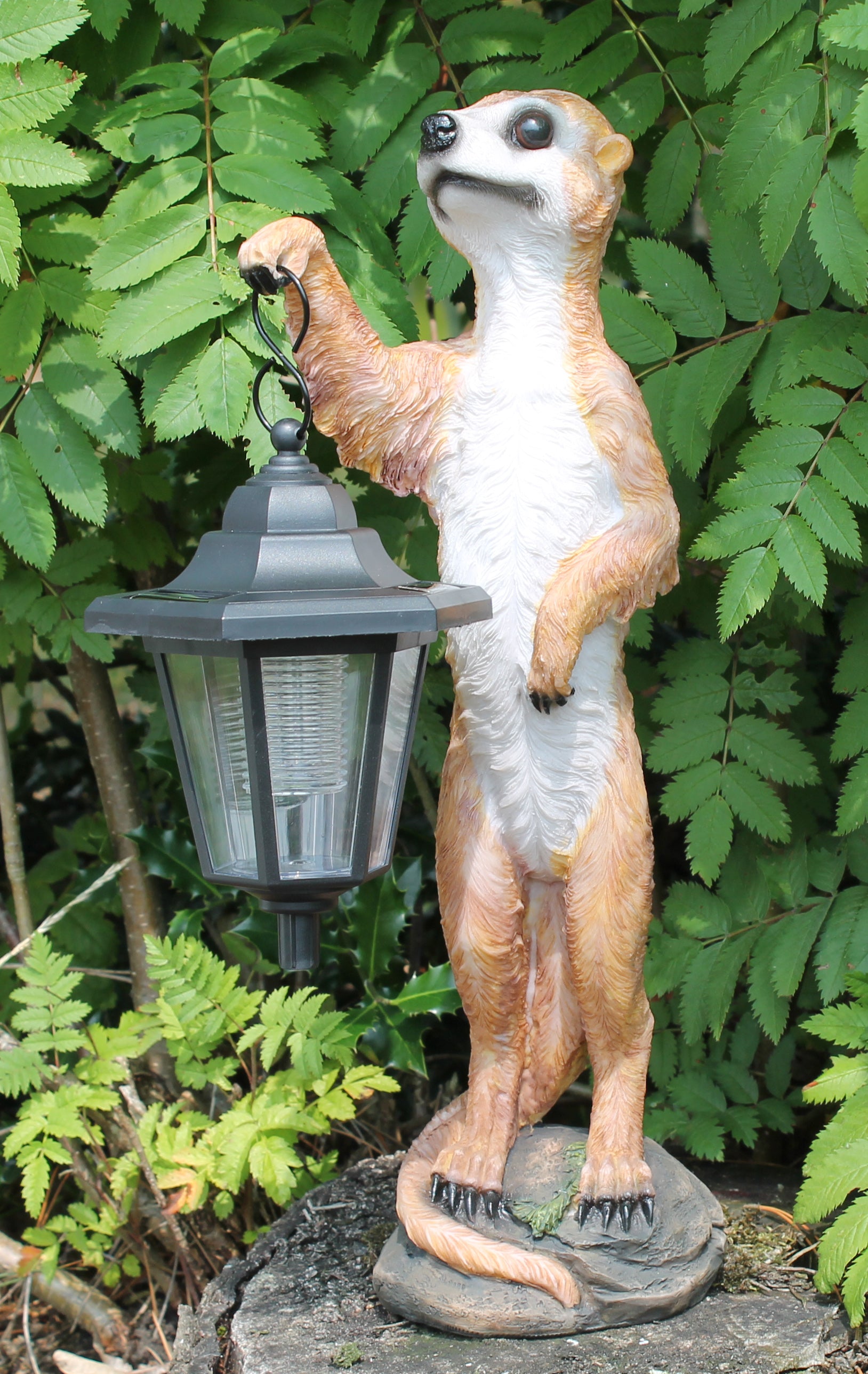 Dekofigur Erdmännchen Henry mit LED Solarlampe Gartendeko Dekoration Garten