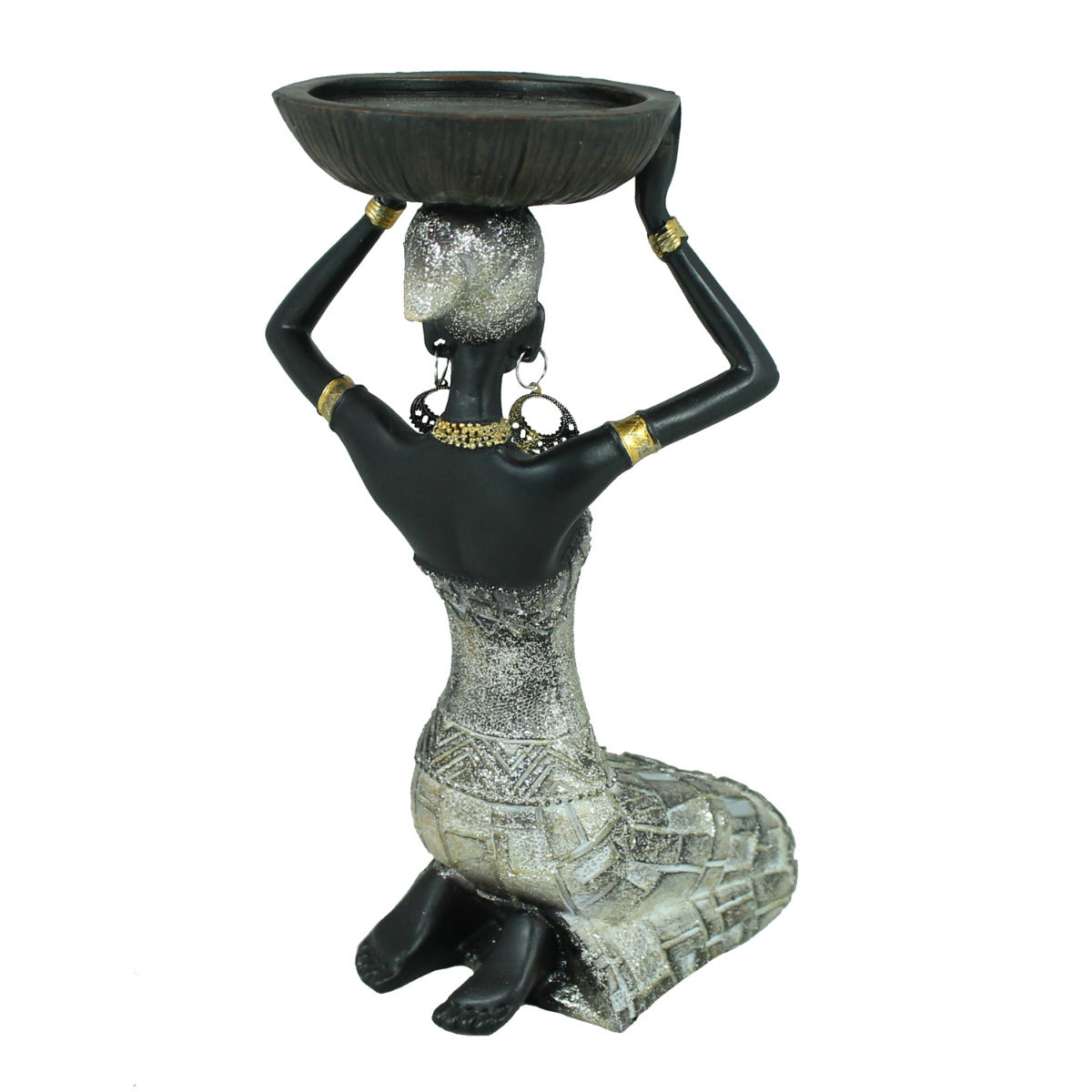 Afrika Deko Figur Frau mit einer Schale auf dem Kopf Afrikanische Dekofiguren