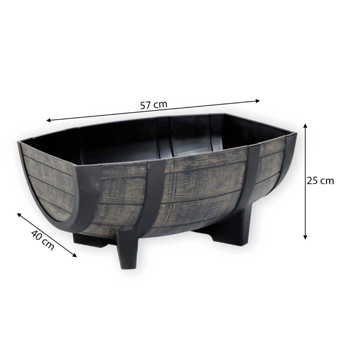 Pflanzkübel Pflanztopf 57 cm Weinfass-Optik Blumenkübel Blumentopf Blumenfass wetterbeständig