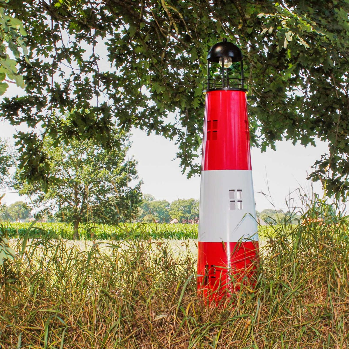 Leuchtturm Garten 120 cm mit Licht Solar Leuchtturm Metall Maritime Deko mit LED Beleuchtung Gartendeko Maritim