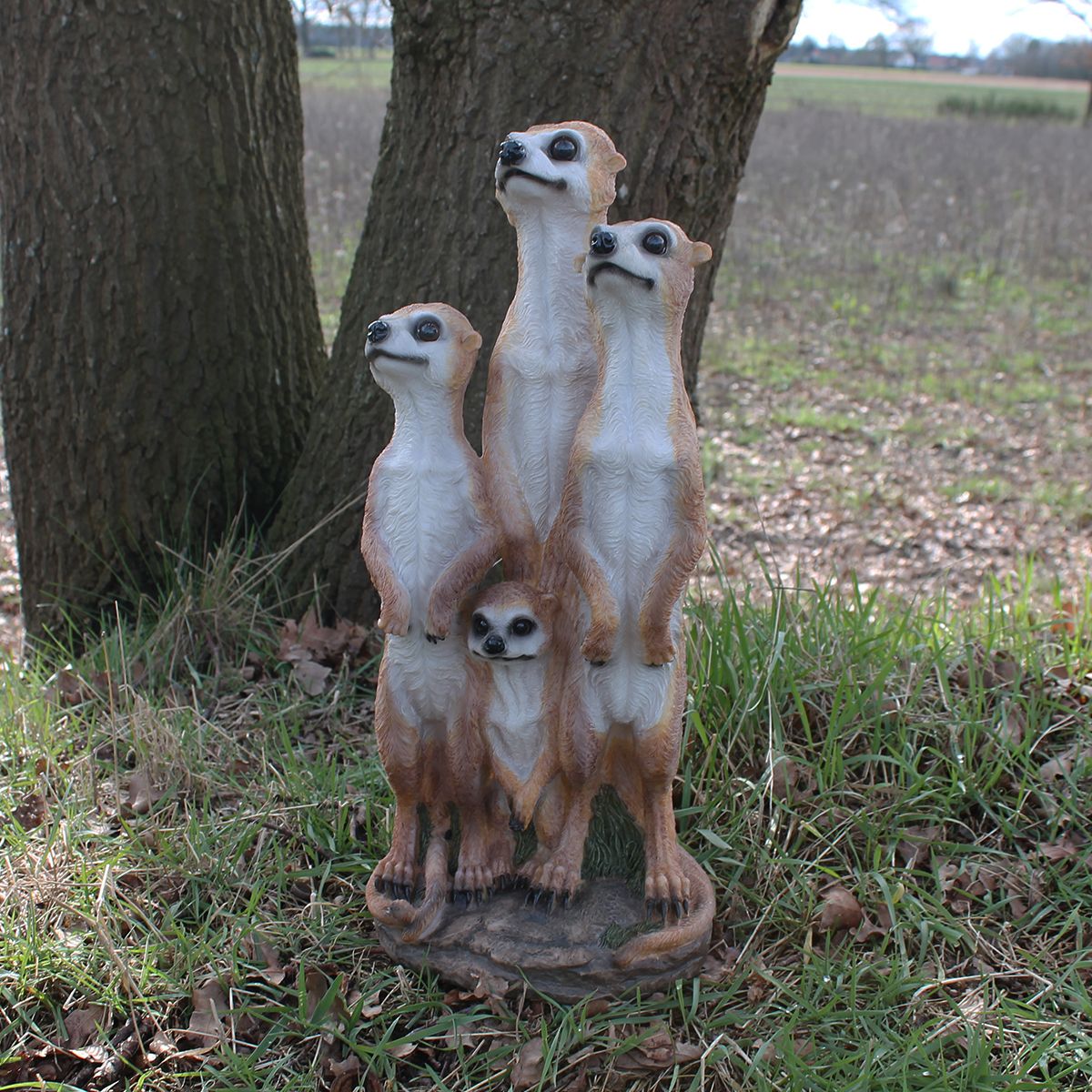 Erdmännchen Figur XL Erdmännchen Gartenfigur Familie Frettchen Deko Familie Erdmann