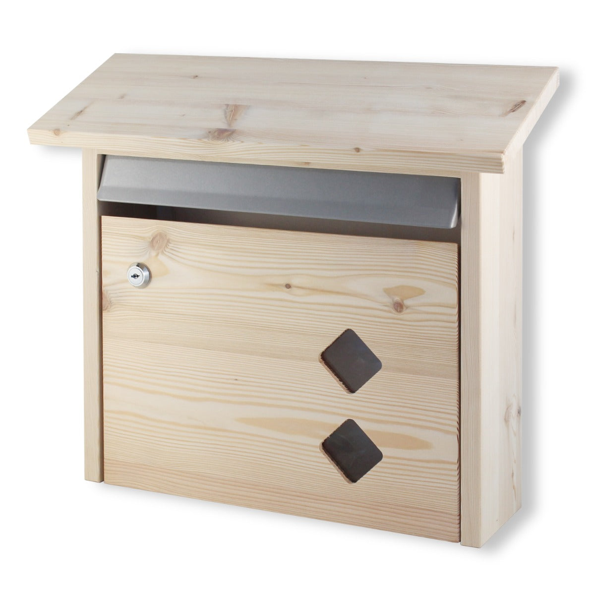 Briefkasten aus Holz Lärchenholz mit 2 Rauten Sichtfenster Made in Germany