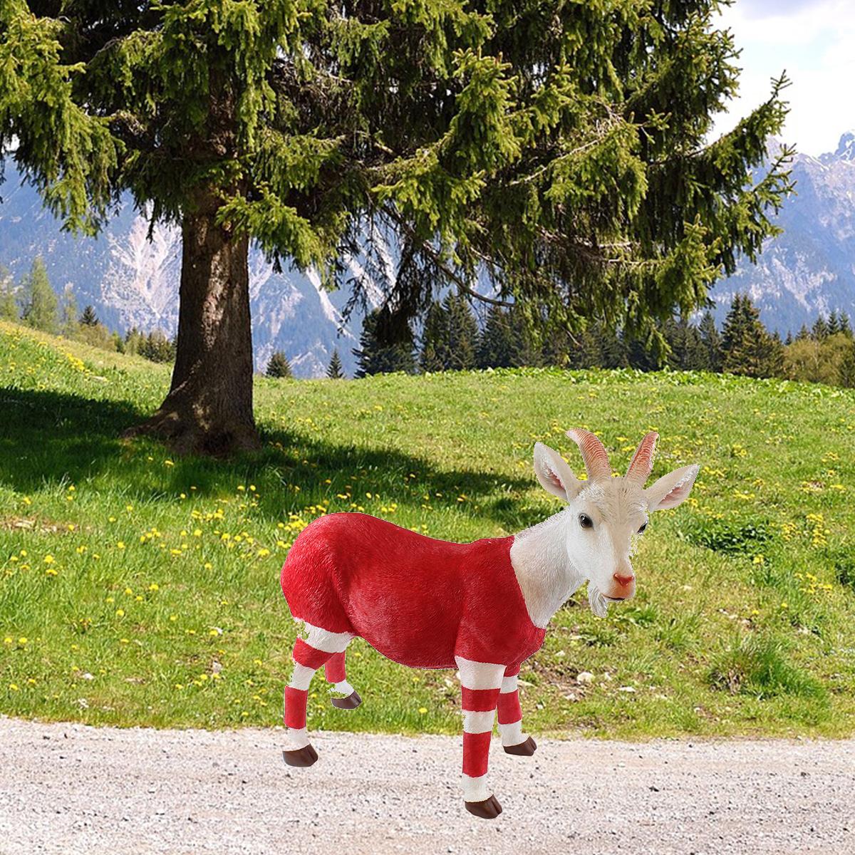 colourliving Dekofigur Ziegenbock Figur Bruce rot-weiß 45 cm Geißbock Gartenfigur Tierfigur