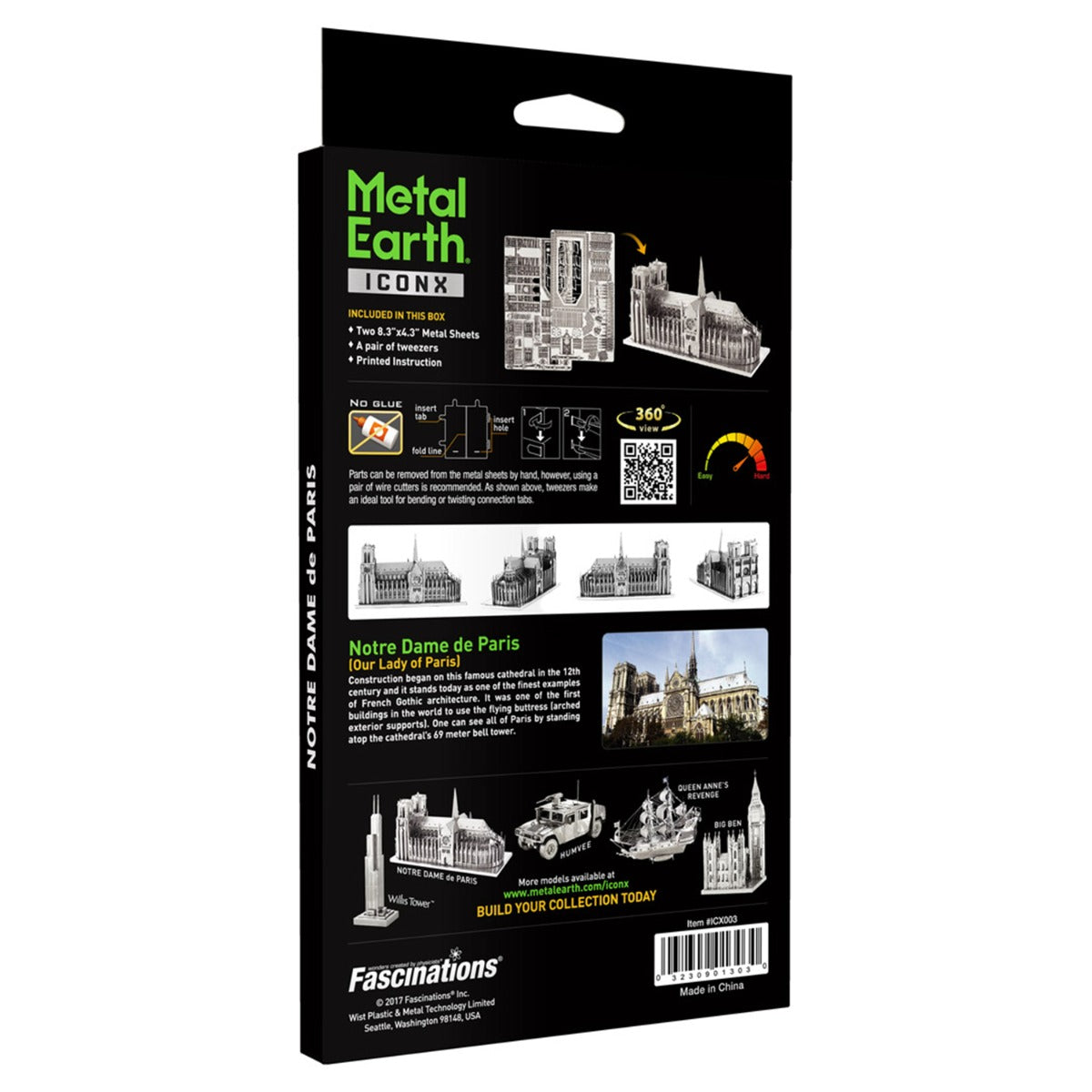 Metal Earth Metallbausätze ICX003 ICONX Notre Dame Kirche Metall Modell