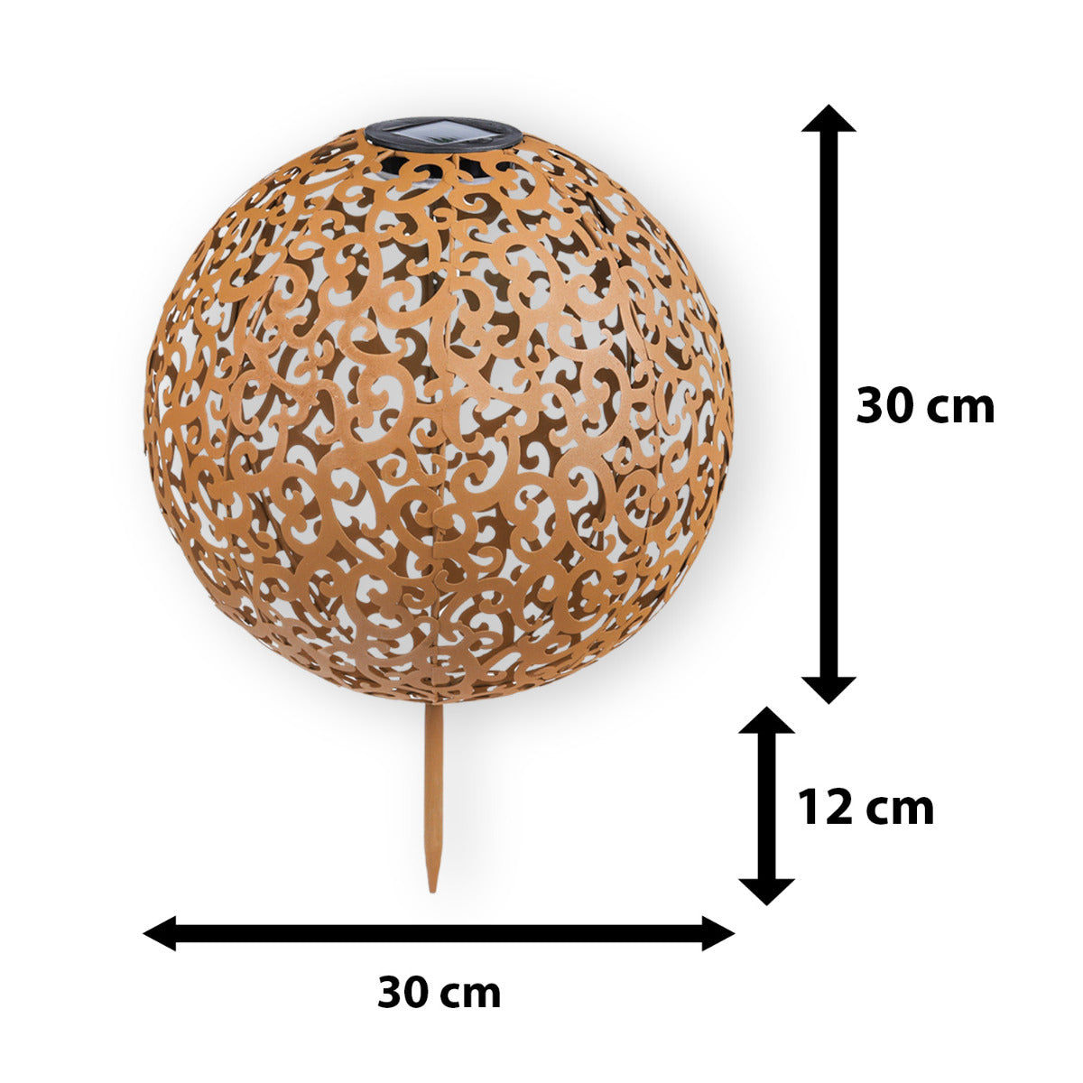 LED Solar Kugelleuchte Edelrost Solar Dekokugel 30 cm Solarkugel für den Garten