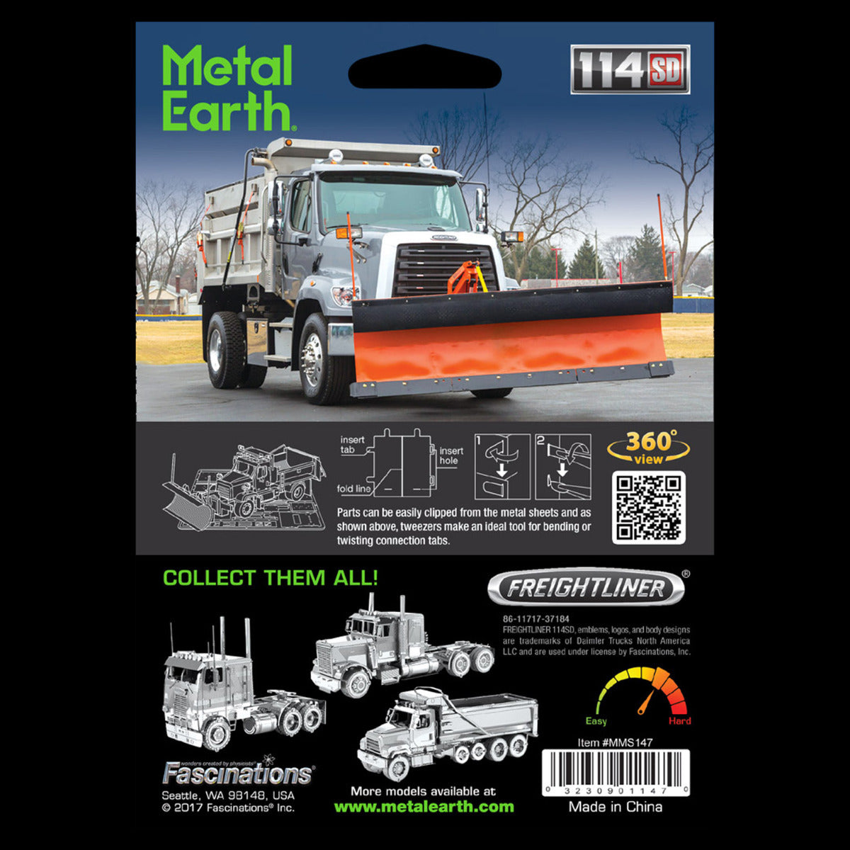 Metal Earth Metallbausätze MMS147 Freightliner - 114SD Snow Plow Schneepflug Metall Modell